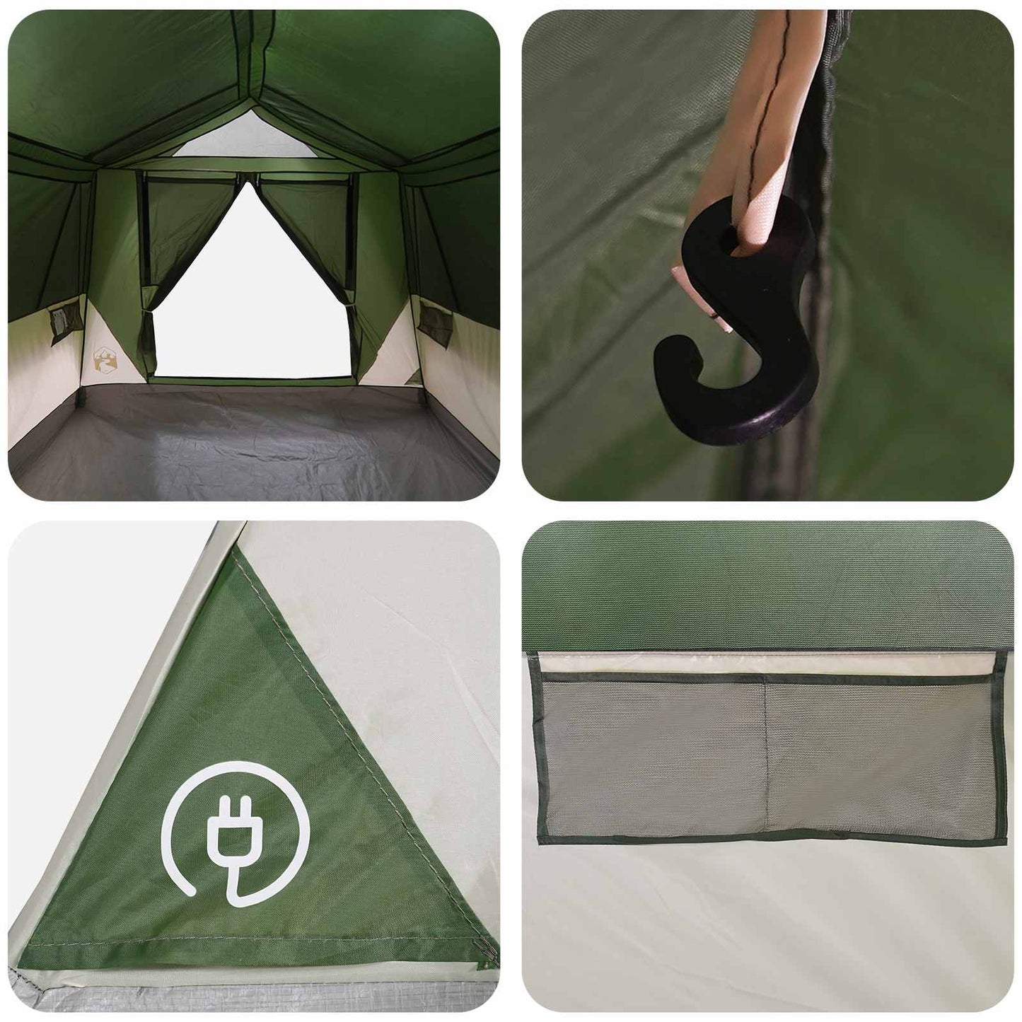 Tunnelzelt mit Dach Grün 8-Personen Polyester und Stahl
