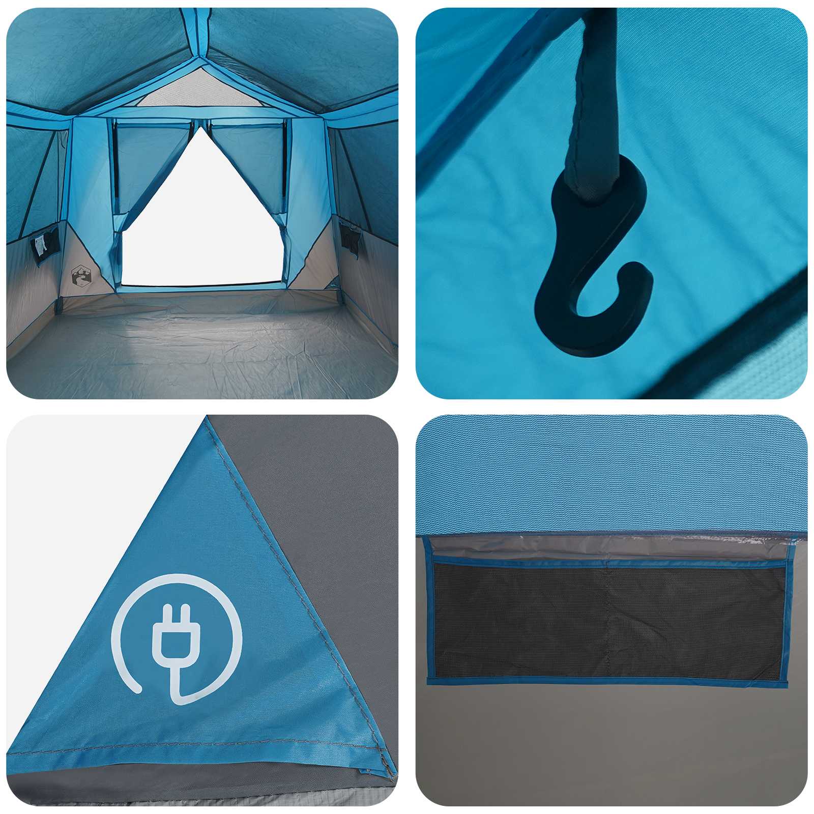 Tunnelzelt mit Dach Blau 8-Personen Polyester und Stahl