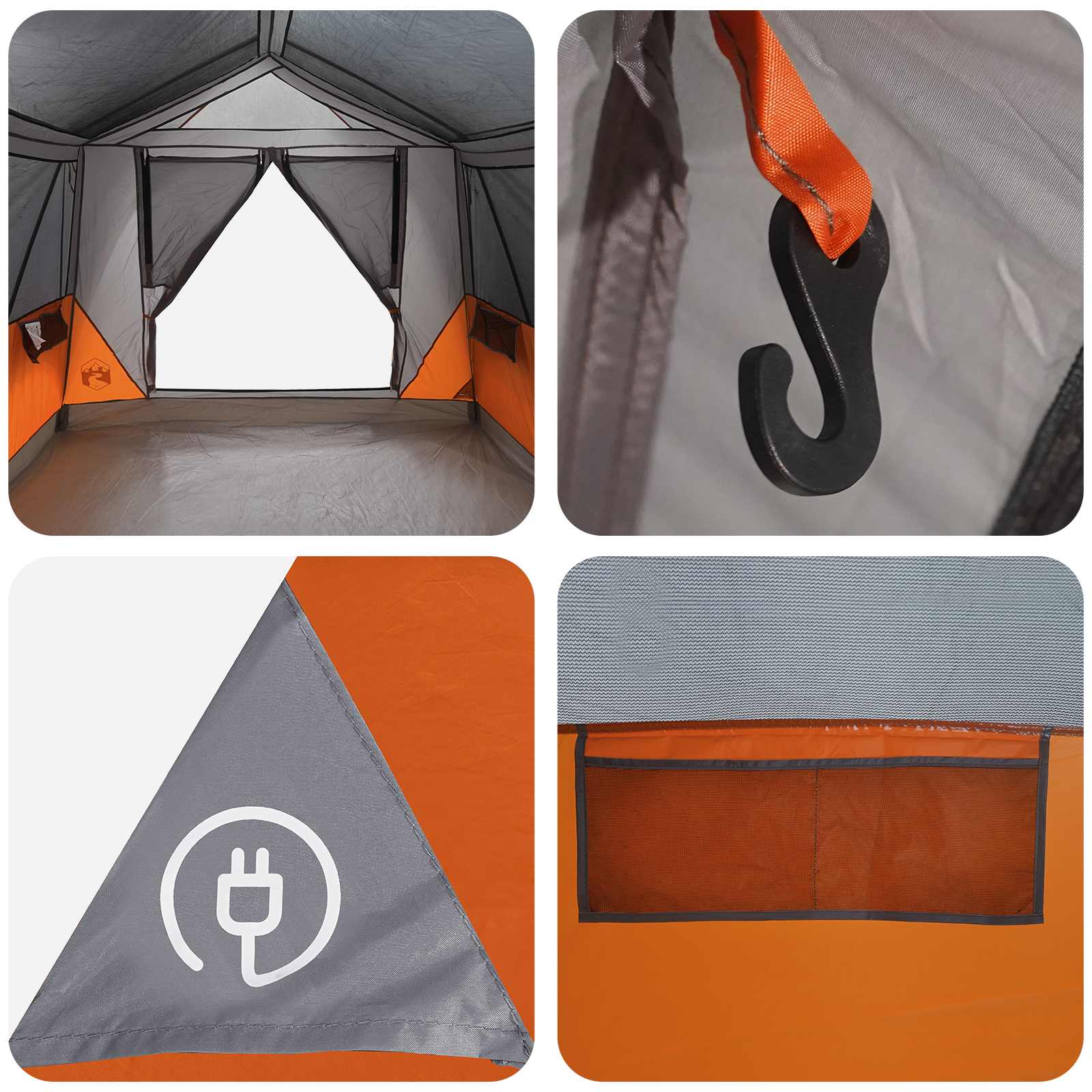 Tunnelzelt Grau und Orange 8-Personen Polyester und Stahl