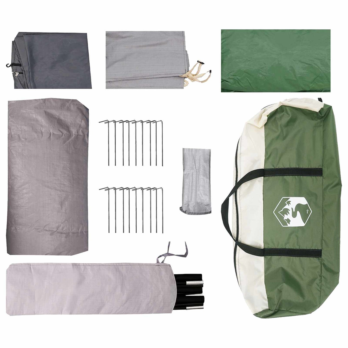 Tunnelzelt mit Dach Grün 10 Personen Polyester und Stahl