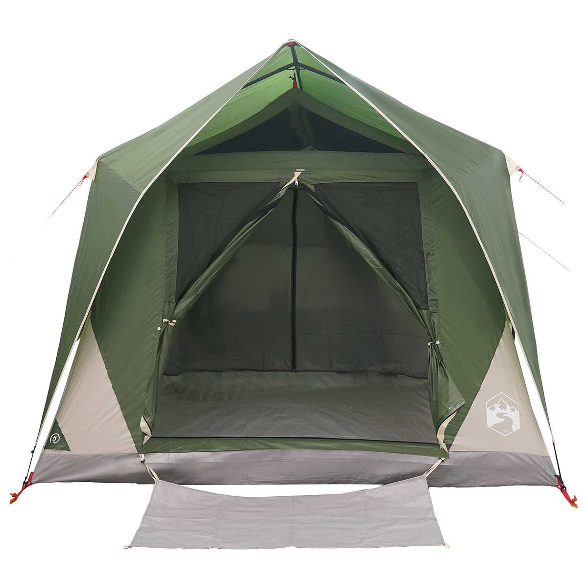 Tunnelzelt 6 Personen Grün Polyester und Stahl