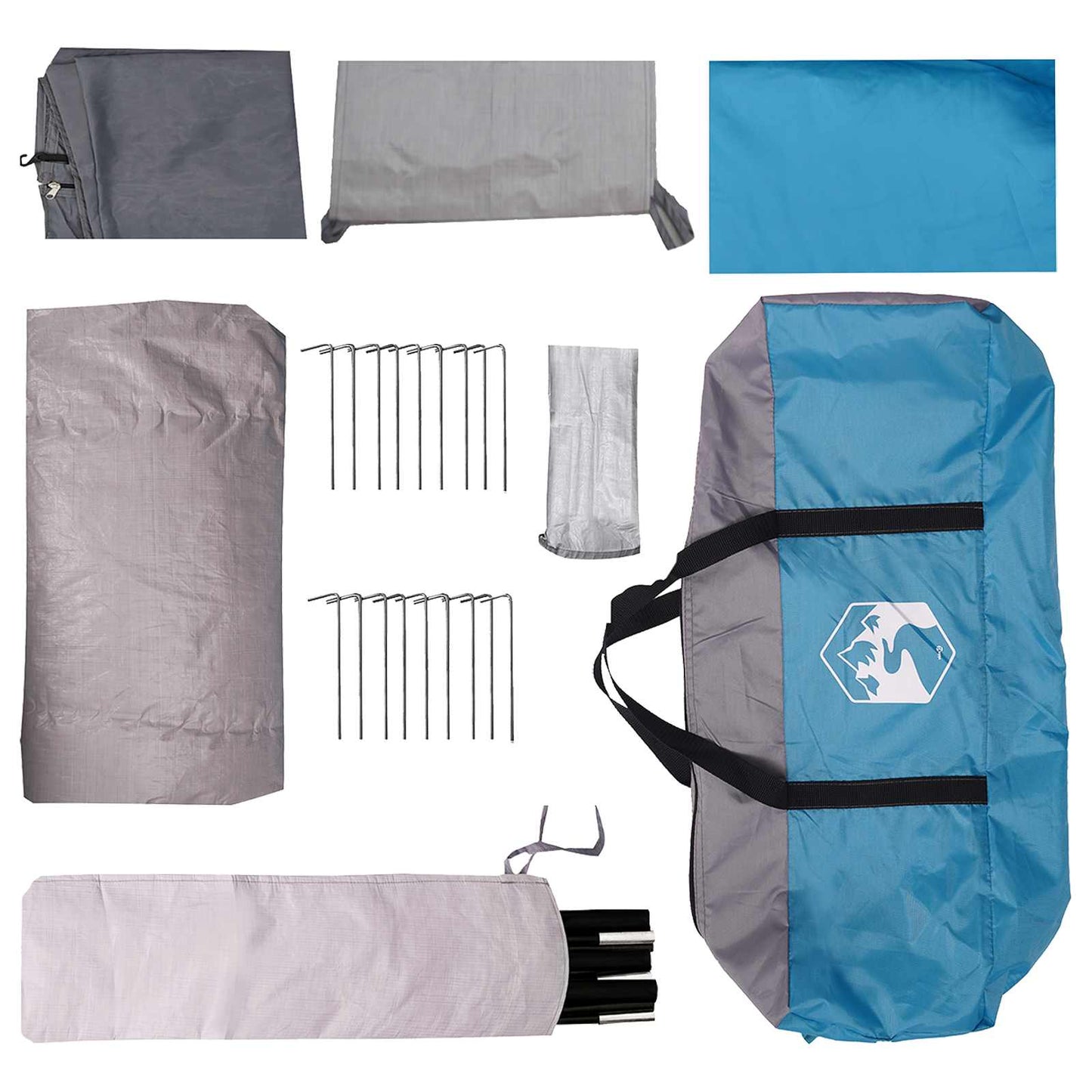 Tunnelzelt mit Dach Blau 10 Personen Polyester und Stahl