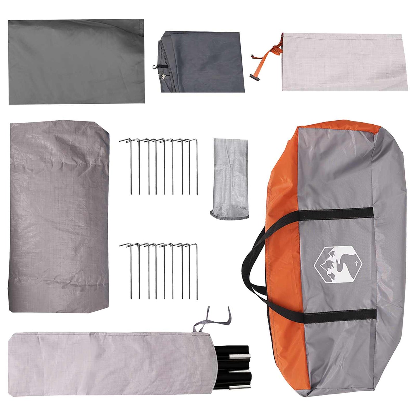 Tunnelzelt Grau und Orange 10 Personen Polyester und Stahl