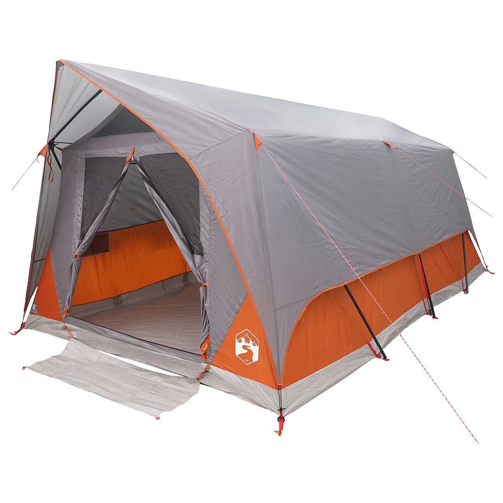 Tunnelzelt Grau und Orange 10 Personen Polyester und Stahl