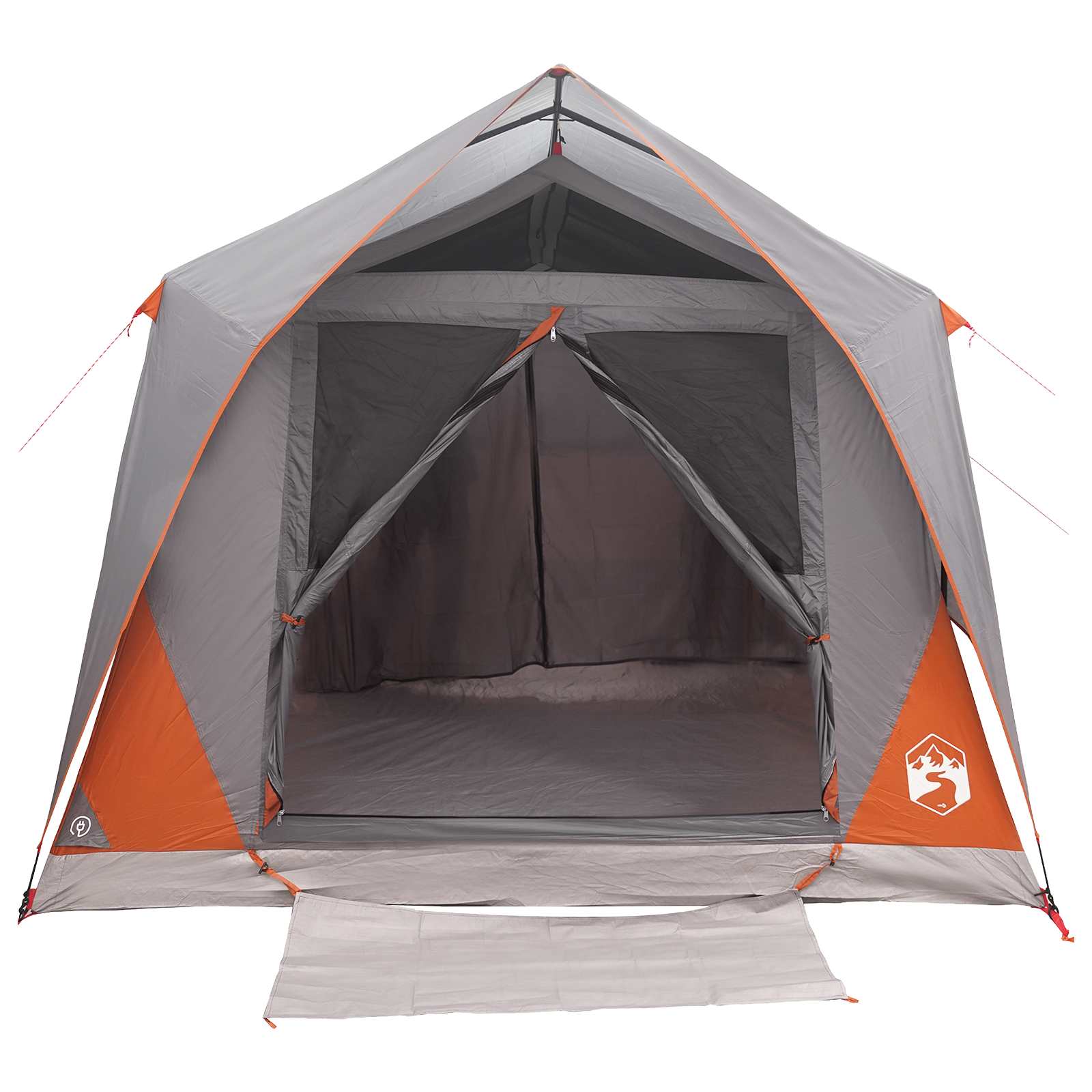 Tunnelzelt Grau und Orange 10 Personen Polyester und Stahl