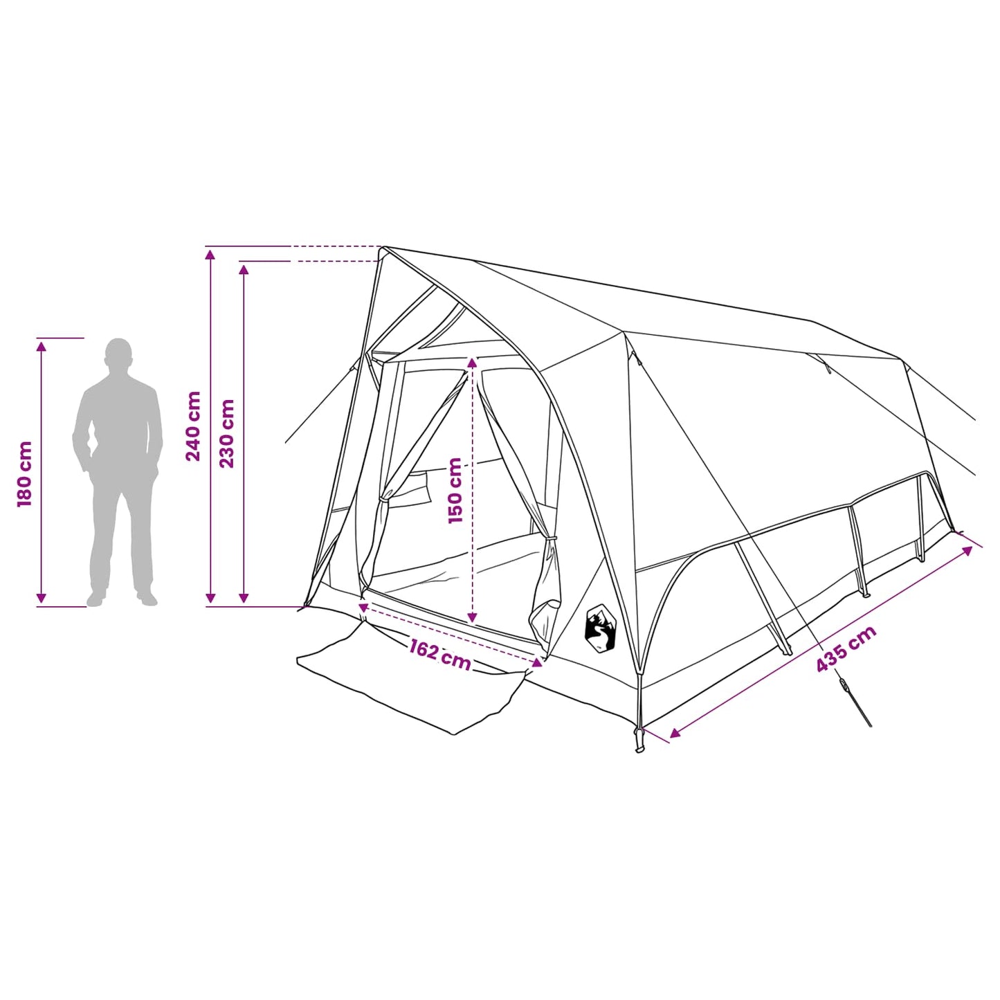 Tunnelzelt Grau und Orange 10 Personen Polyester und Stahl