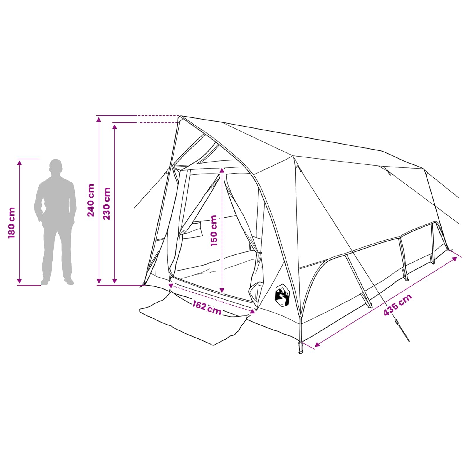Tunnelzelt Grau und Orange 10 Personen Polyester und Stahl