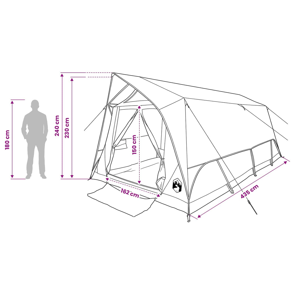 Tunnelzelt 6 Personen Grau und Orange Polyester und Stahl