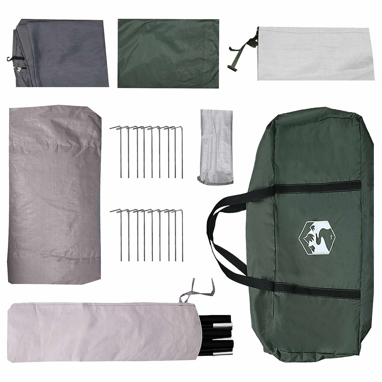 Tunnelzelt mit Dach Armeegrün 10 Personen Polyester und Stahl