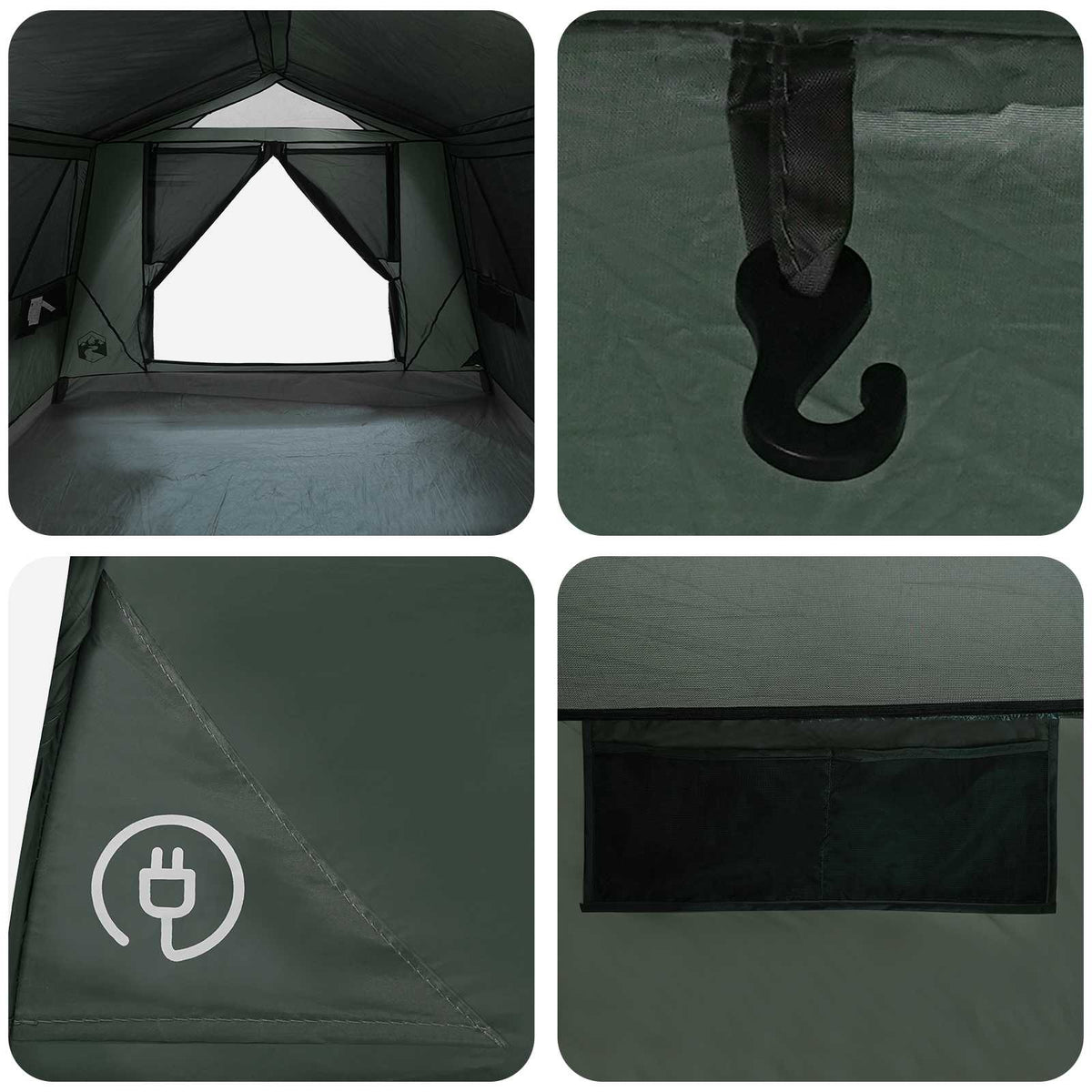 Tunnelzelt 6 Personen Armeegrün Polyester und Stahl