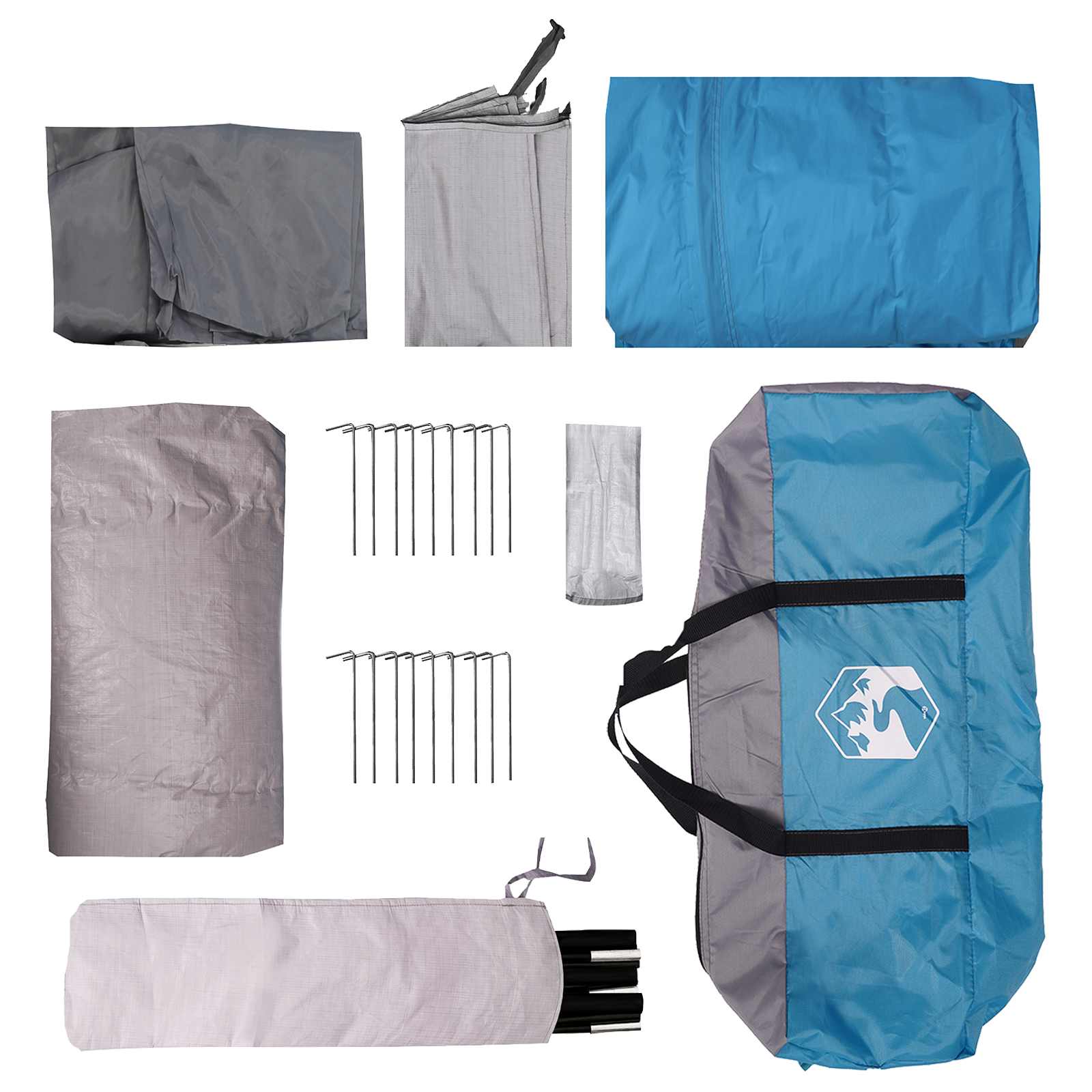 Tunnelzelt 10 Personen Blau Polyester und Stahl