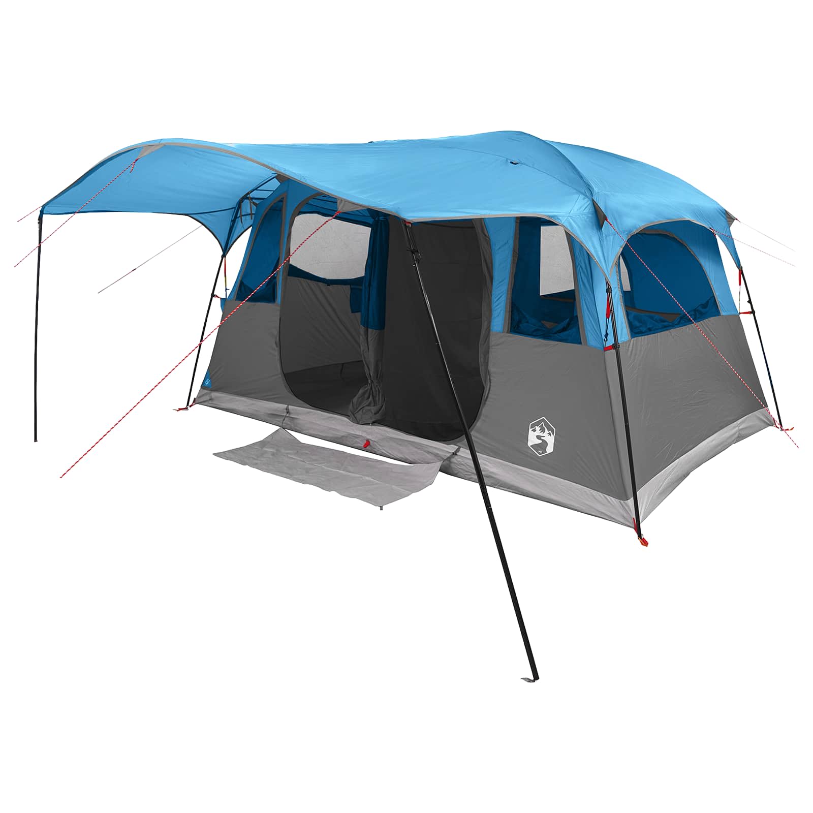Tunnelzelt 10 Personen Blau Polyester und Stahl