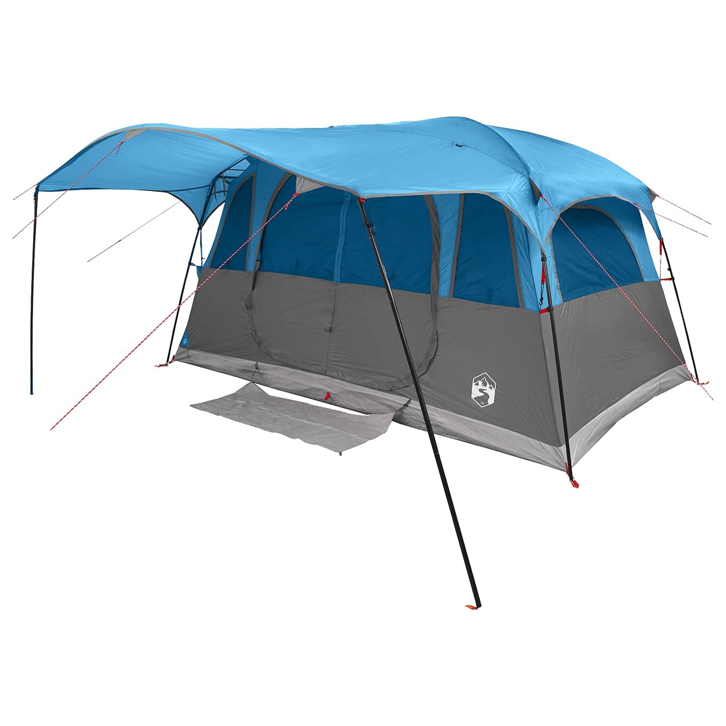 Tunnelzelt 10 Personen Blau Polyester und Stahl