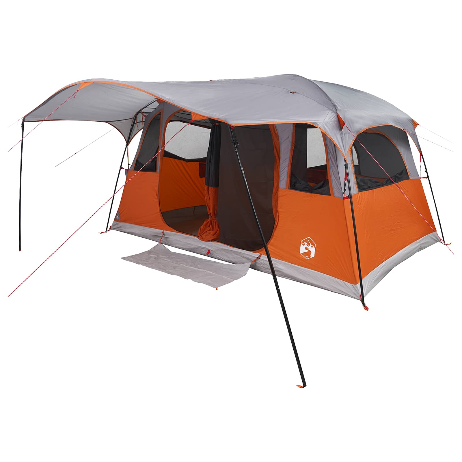 Tunnelzelt 10 Personen Grau und Orange Polyester und Stahl