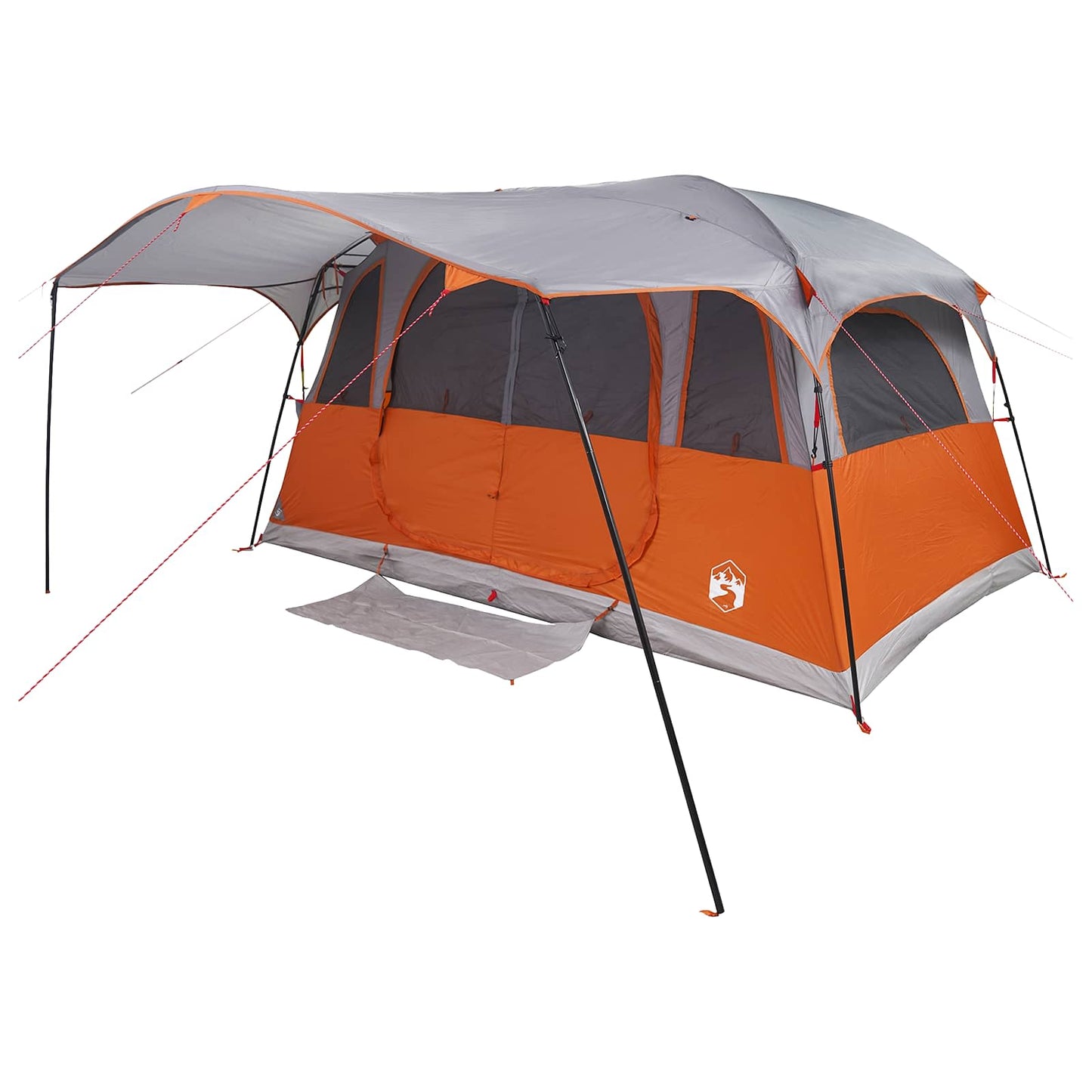 Tunnelzelt 10 Personen Grau und Orange Polyester und Stahl