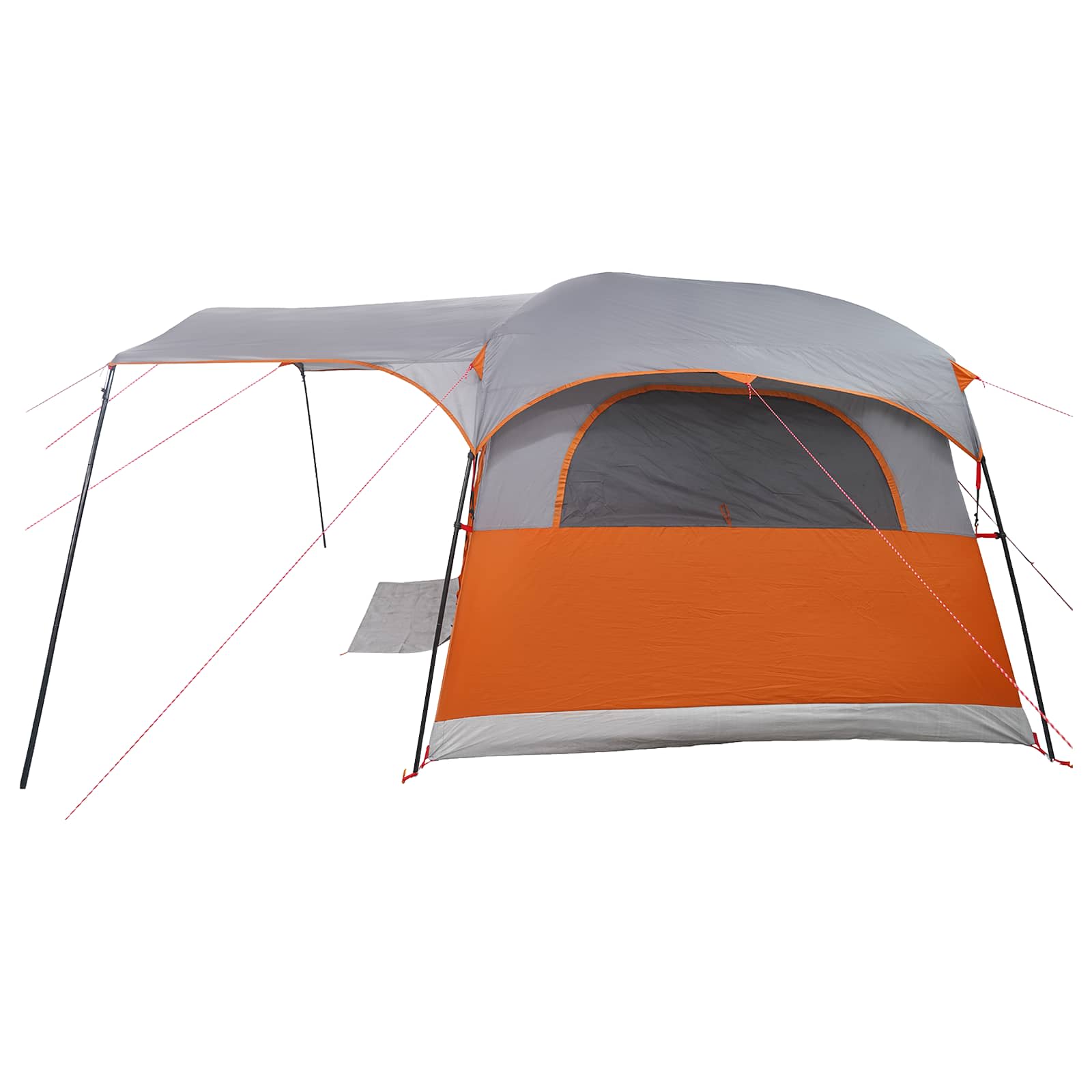 Tunnelzelt 10 Personen Grau und Orange Polyester und Stahl