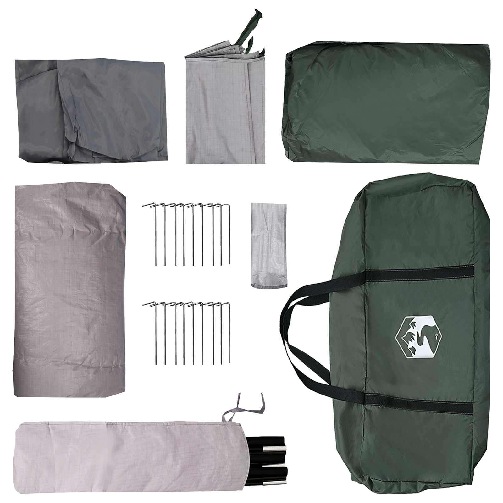 Tunnelzelt 10 Personen Olivegrün Polyester und Stahl