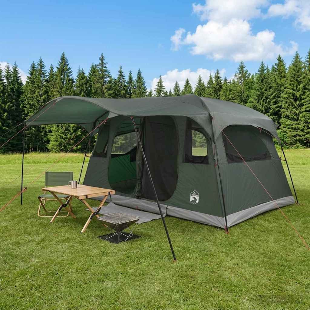 Tunnelzelt 10 Personen Olivegrün Polyester und Stahl