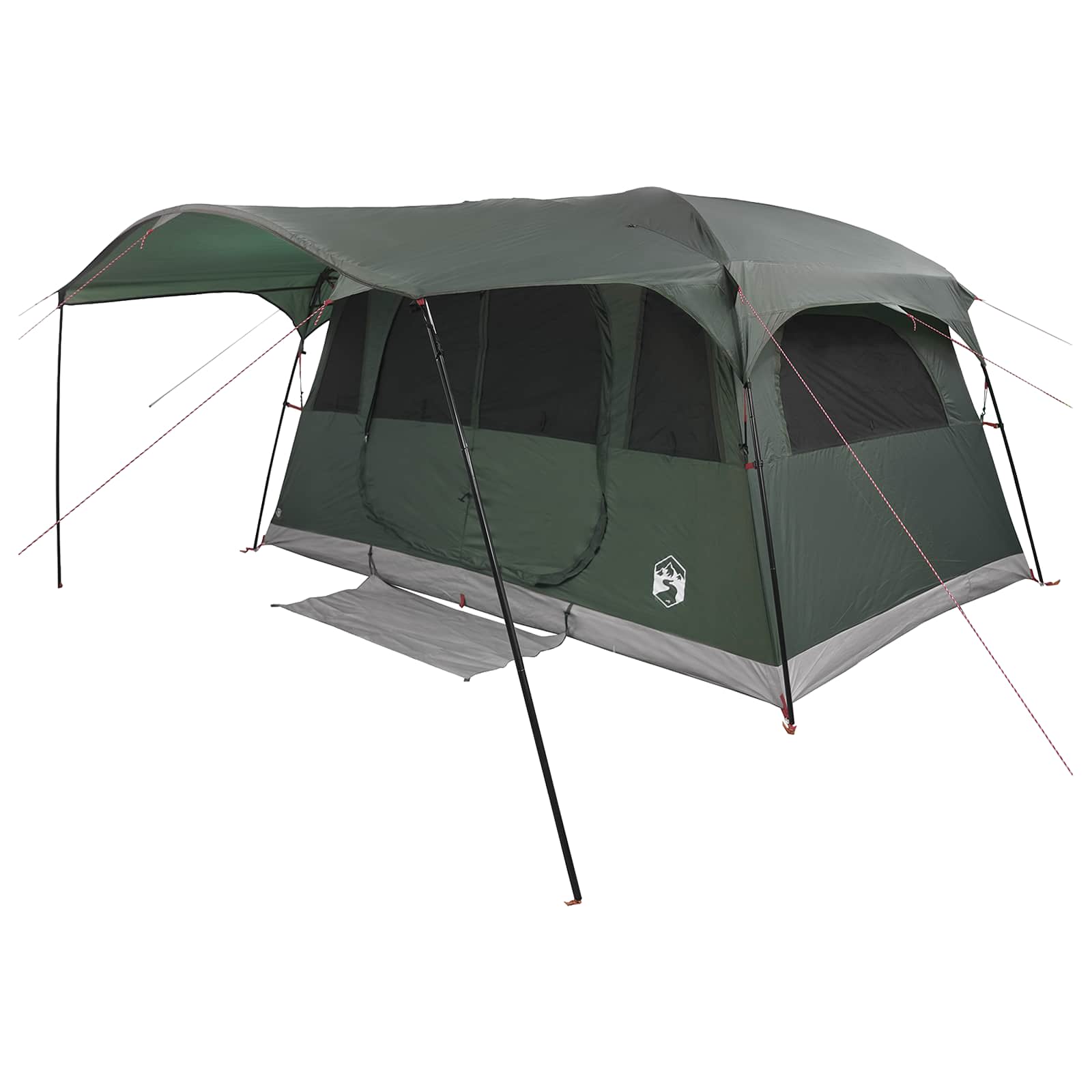 Tunnelzelt 10 Personen Olivegrün Polyester und Stahl