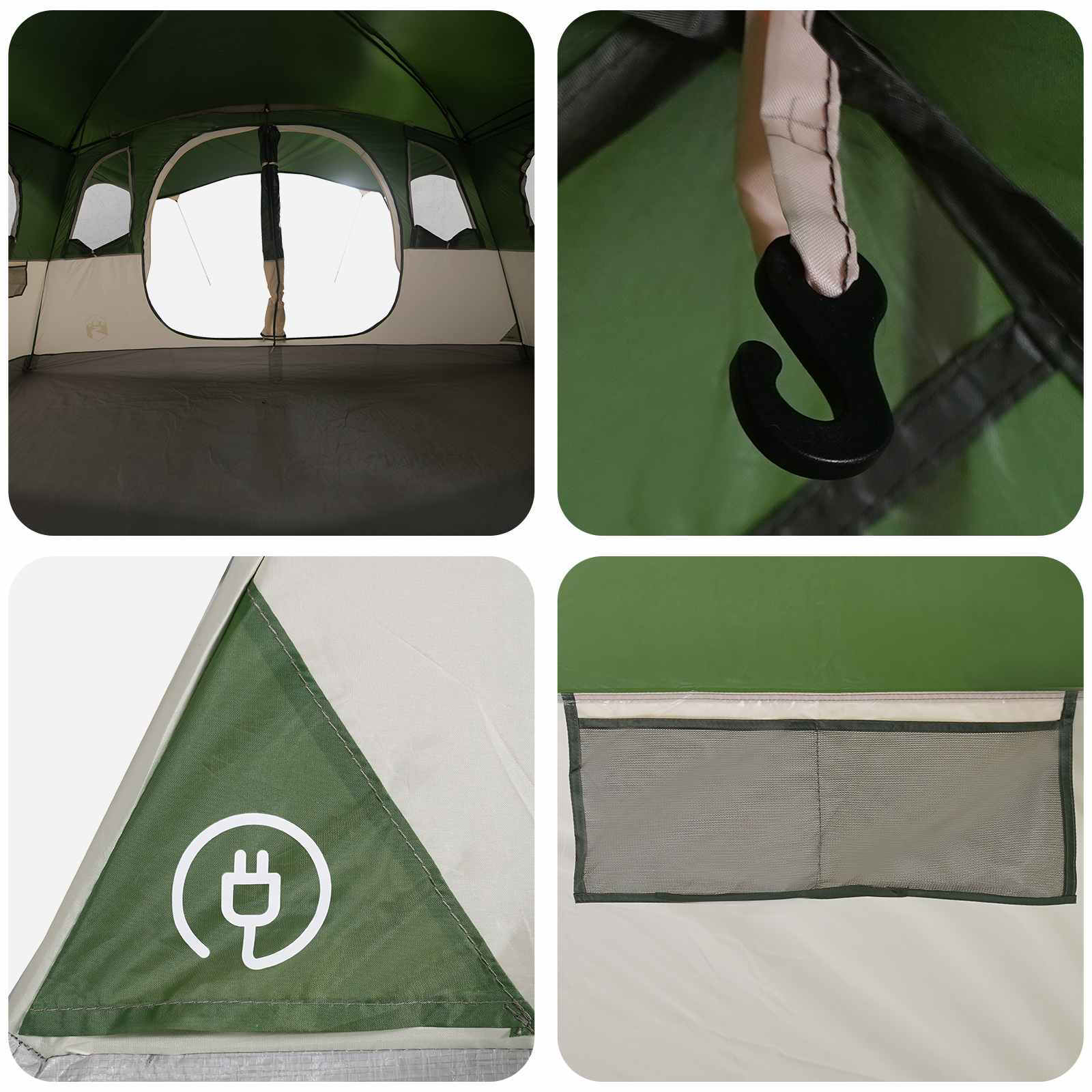 Tunnelzelt mit Dach Grün 427 x 305 x 205 cm Polyester und Stahl