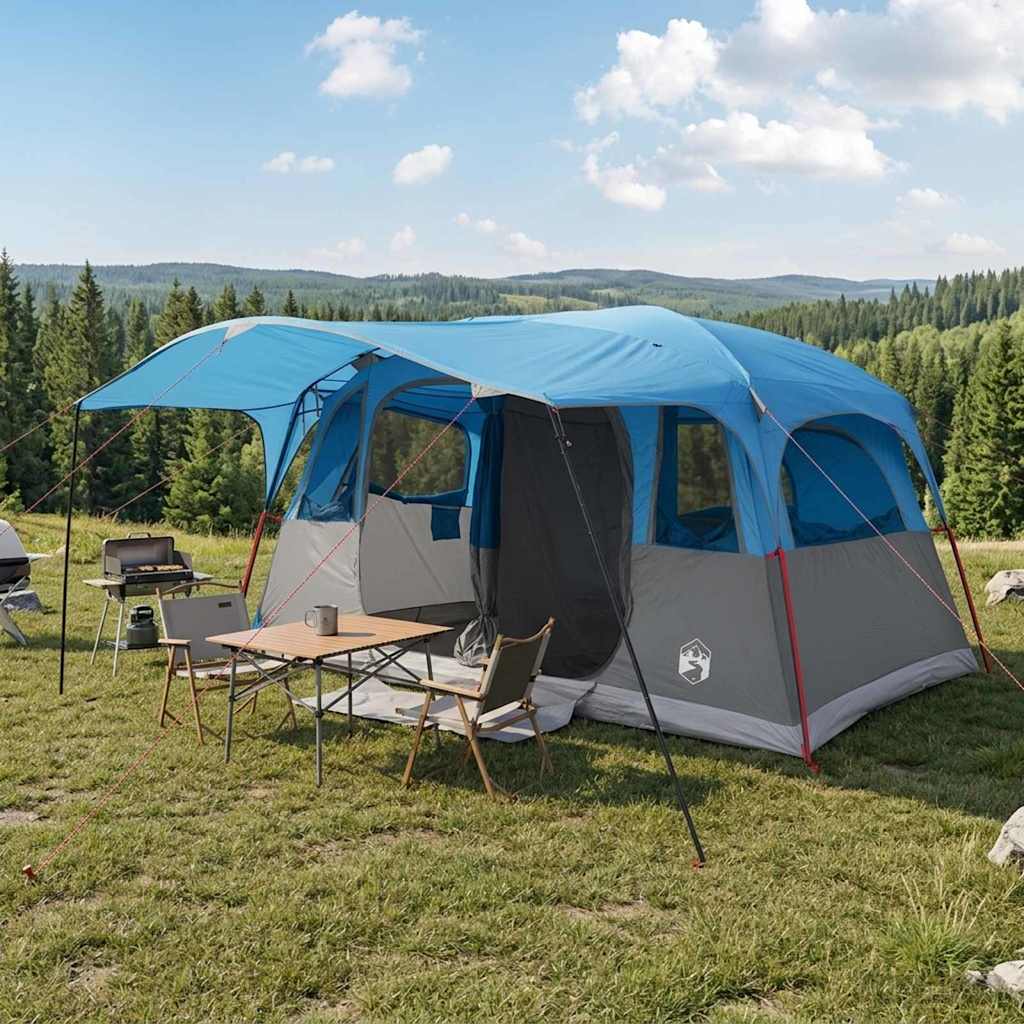 Tunnelzelt mit Dach Blau 427 x 305 x 205 cm Polyester und Stahl