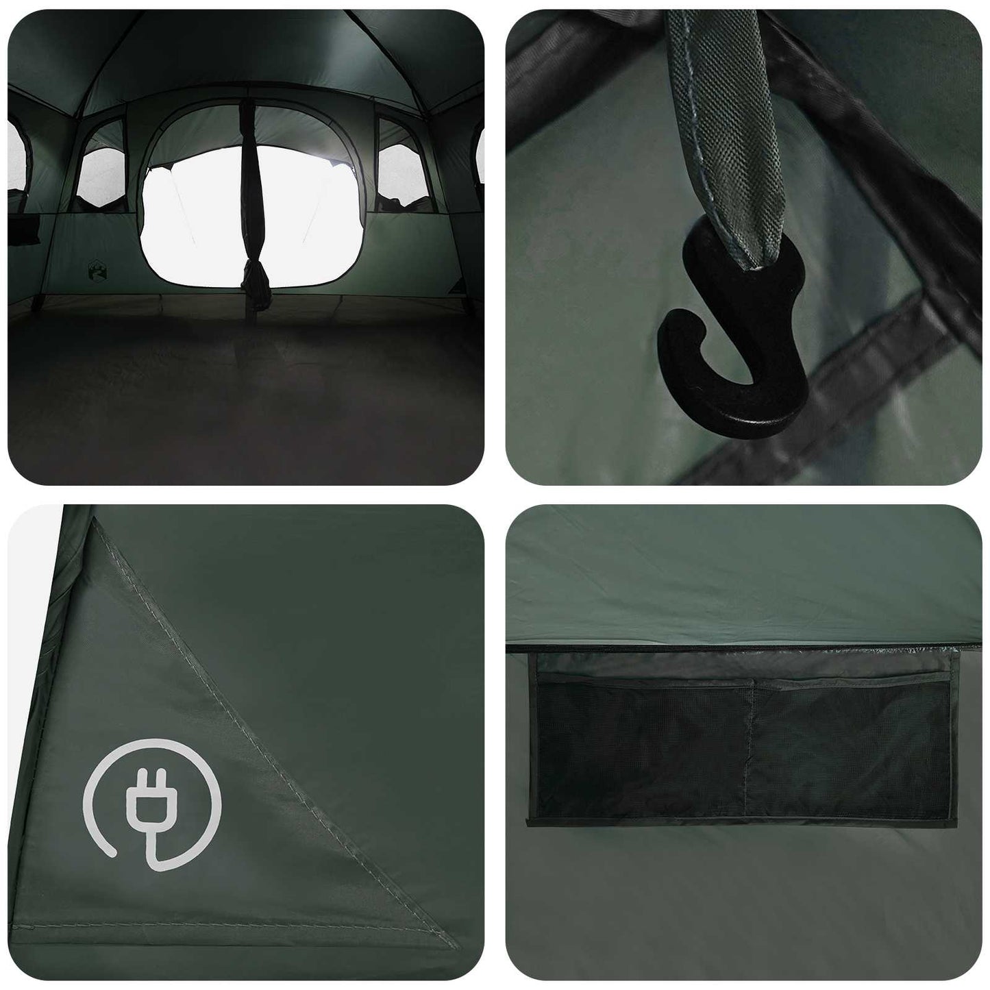 Tunnelzelt Olivegrün 427 x 305 x 205 cm Polyester und Stahl