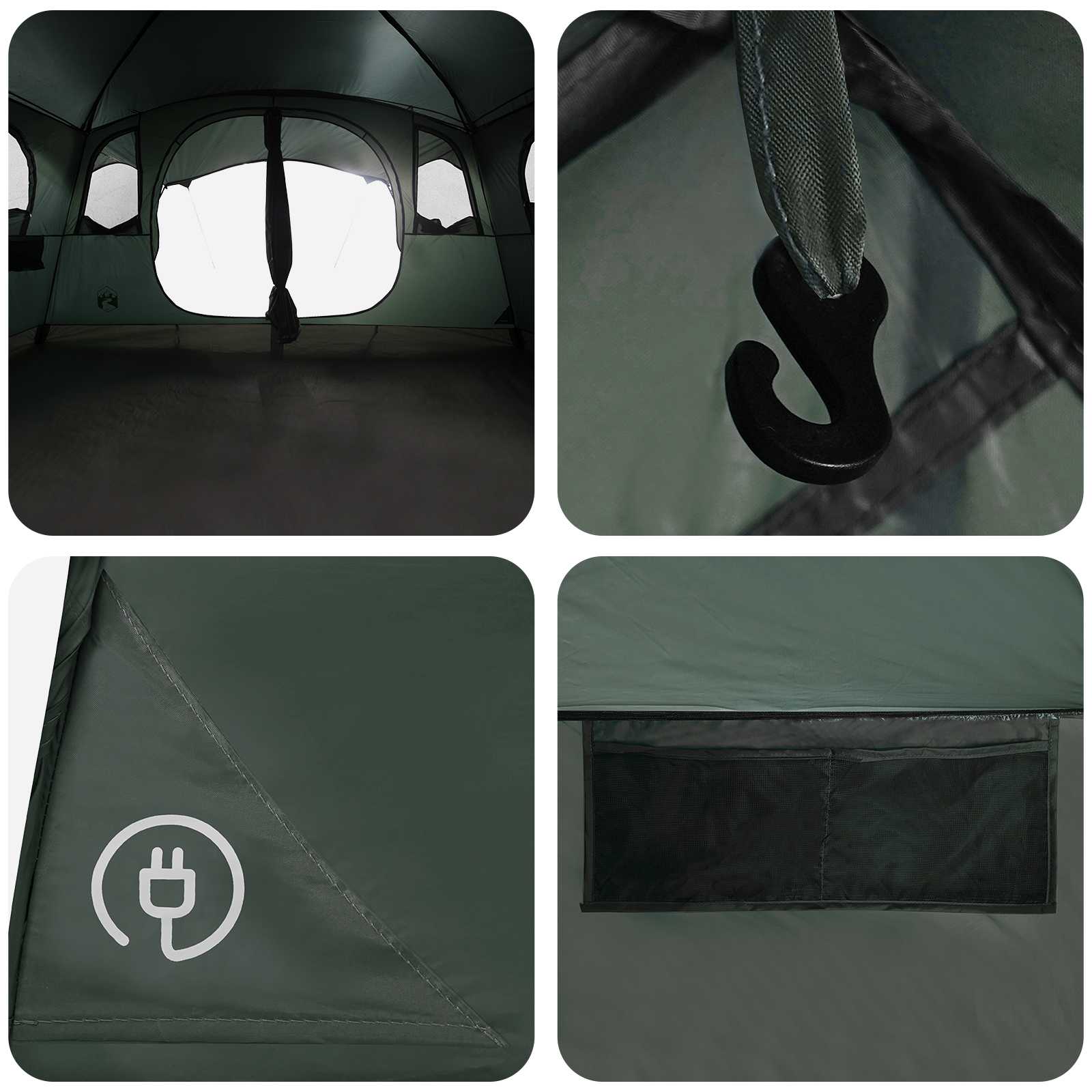 Tunnelzelt Olivegrün 427 x 305 x 205 cm Polyester und Stahl