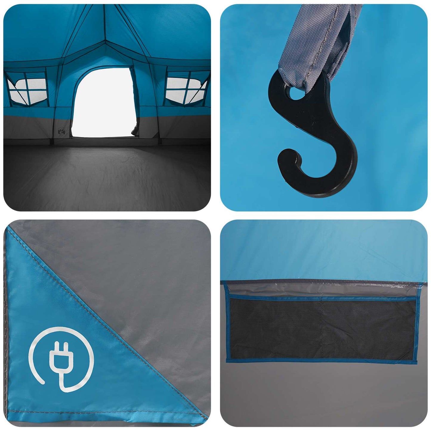 Familienzelt 487 x 340 x 216 cm Blau Polyester und Stahl