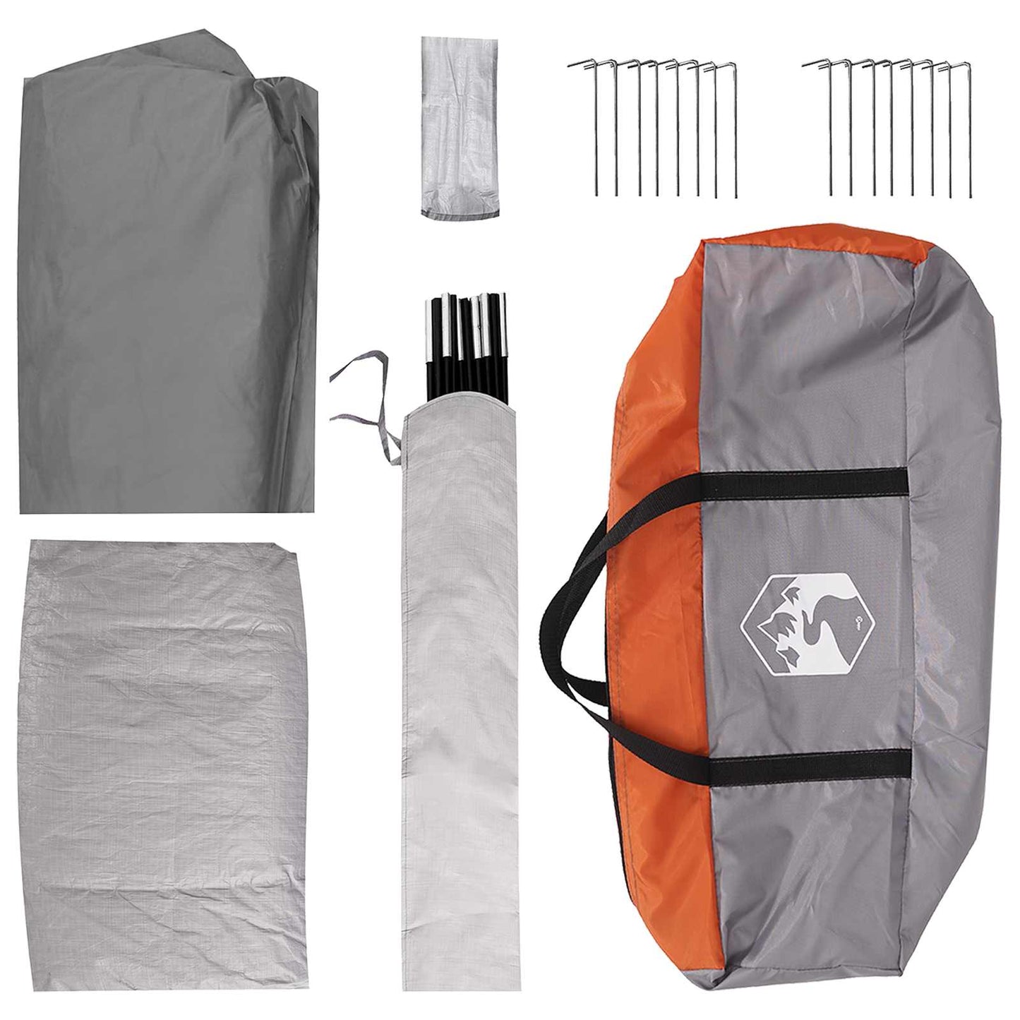Familienzelt 487 x 340 x 216 cm Grau und Orange