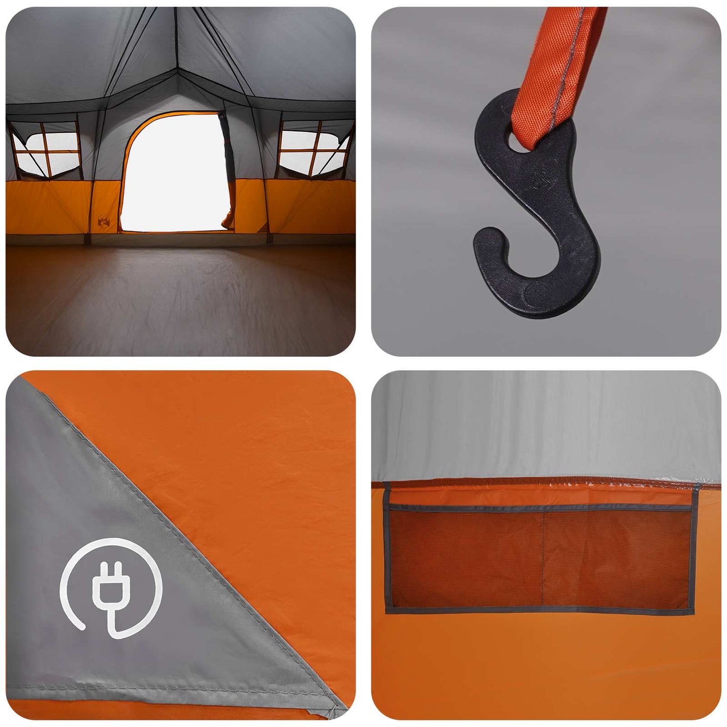 Familienzelt 487 x 340 x 216 cm Grau und Orange