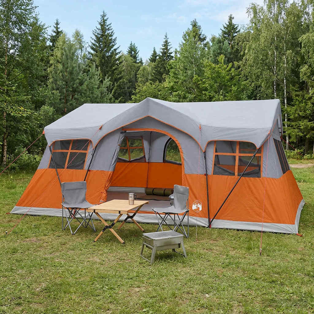 Familienzelt 487 x 340 x 216 cm Grau und Orange