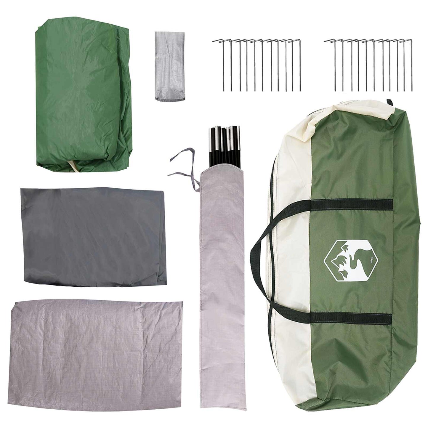 Tunnelzelt 370 x 275 x 210 cm Grün Polyester und Stahl