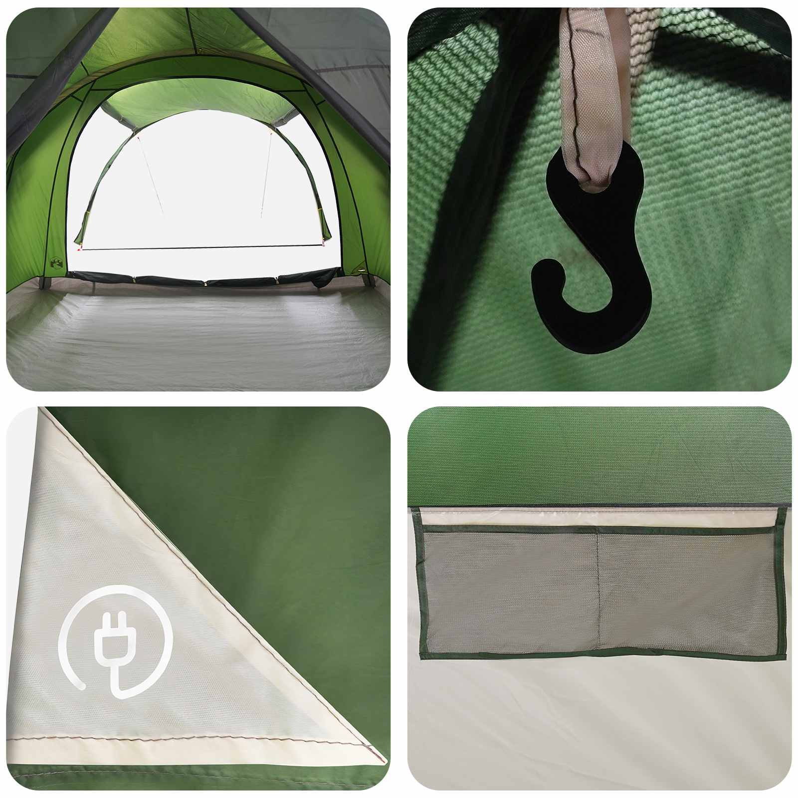 Tunnelzelt 370 x 275 x 210 cm Grün Polyester und Stahl