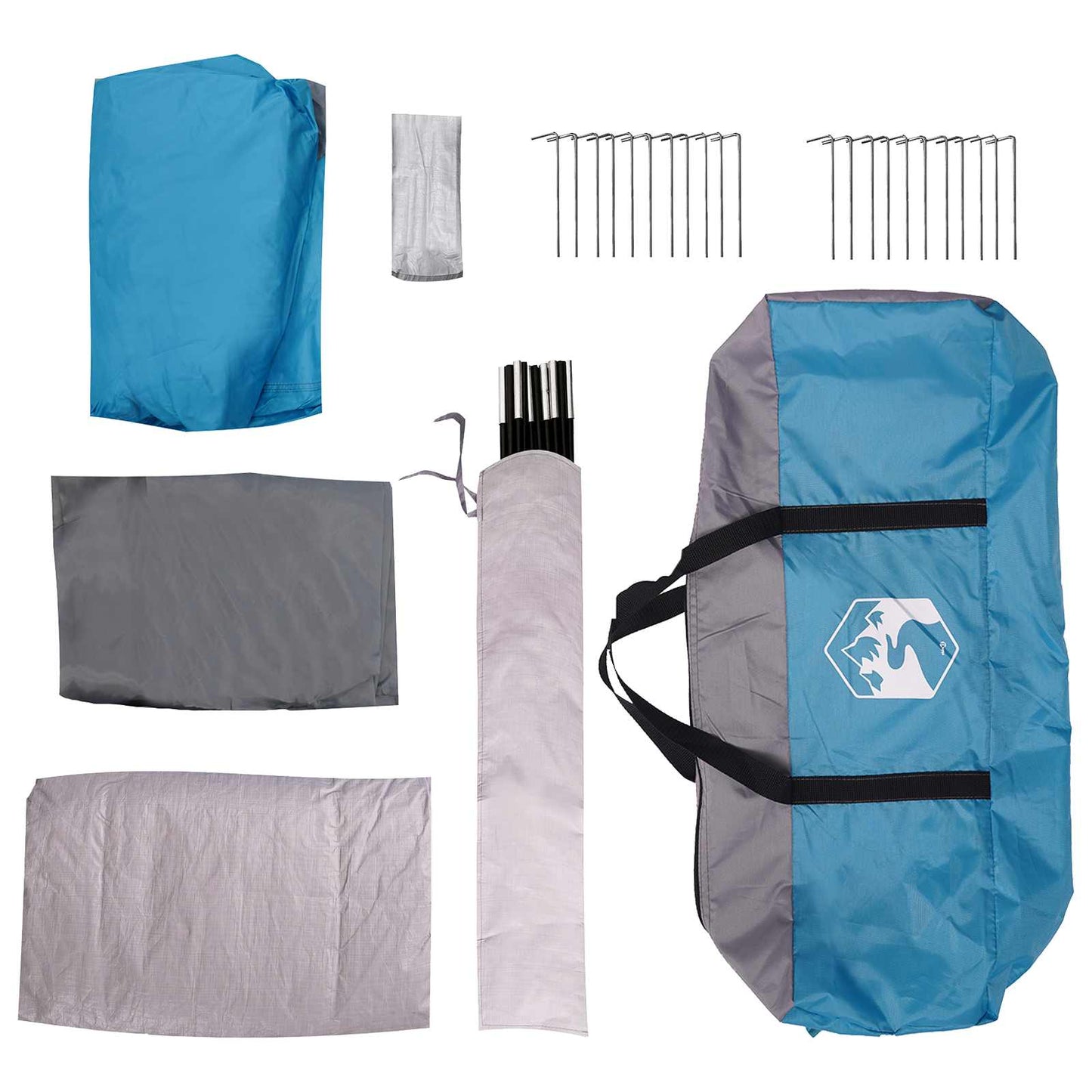 Tunnelzelt 370 x 275 x 210 cm Blau Polyester und Stahl