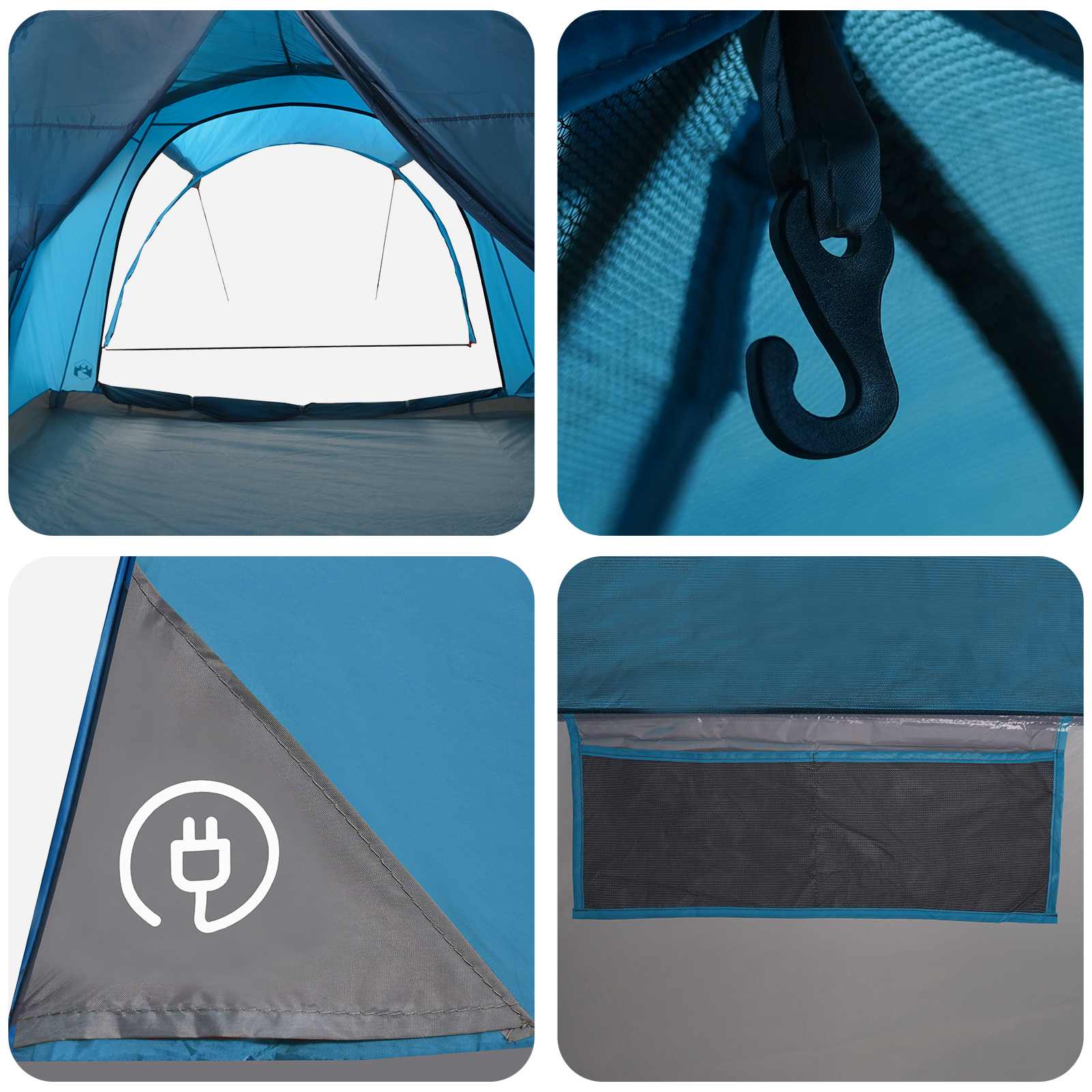 Tunnelzelt 370 x 275 x 210 cm Blau Polyester und Stahl