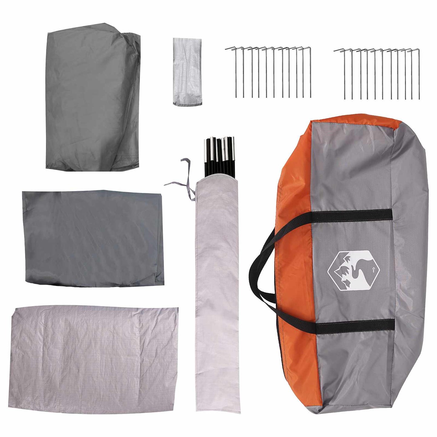 Tunnelzelt 370 x 275 x 210 cm Grau und Orange