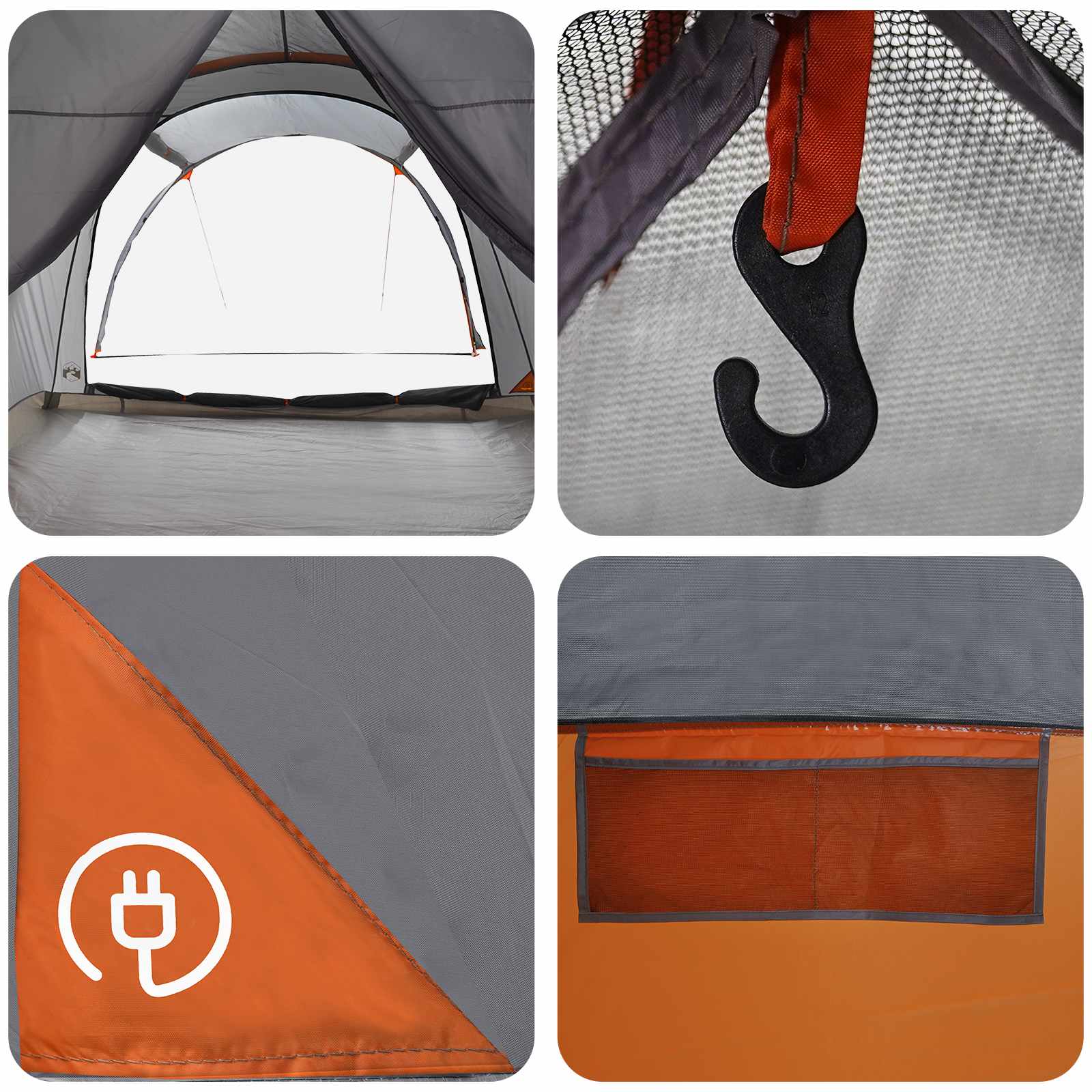 Tunnelzelt 370 x 275 x 210 cm Grau und Orange