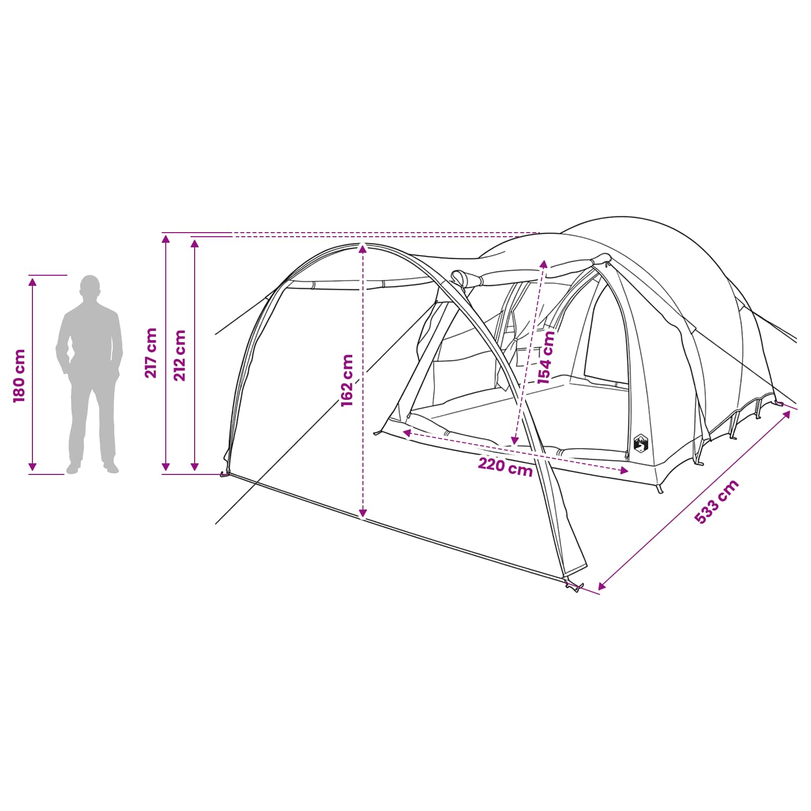 Tunnelzelt 370 x 275 x 210 cm Grau und Orange