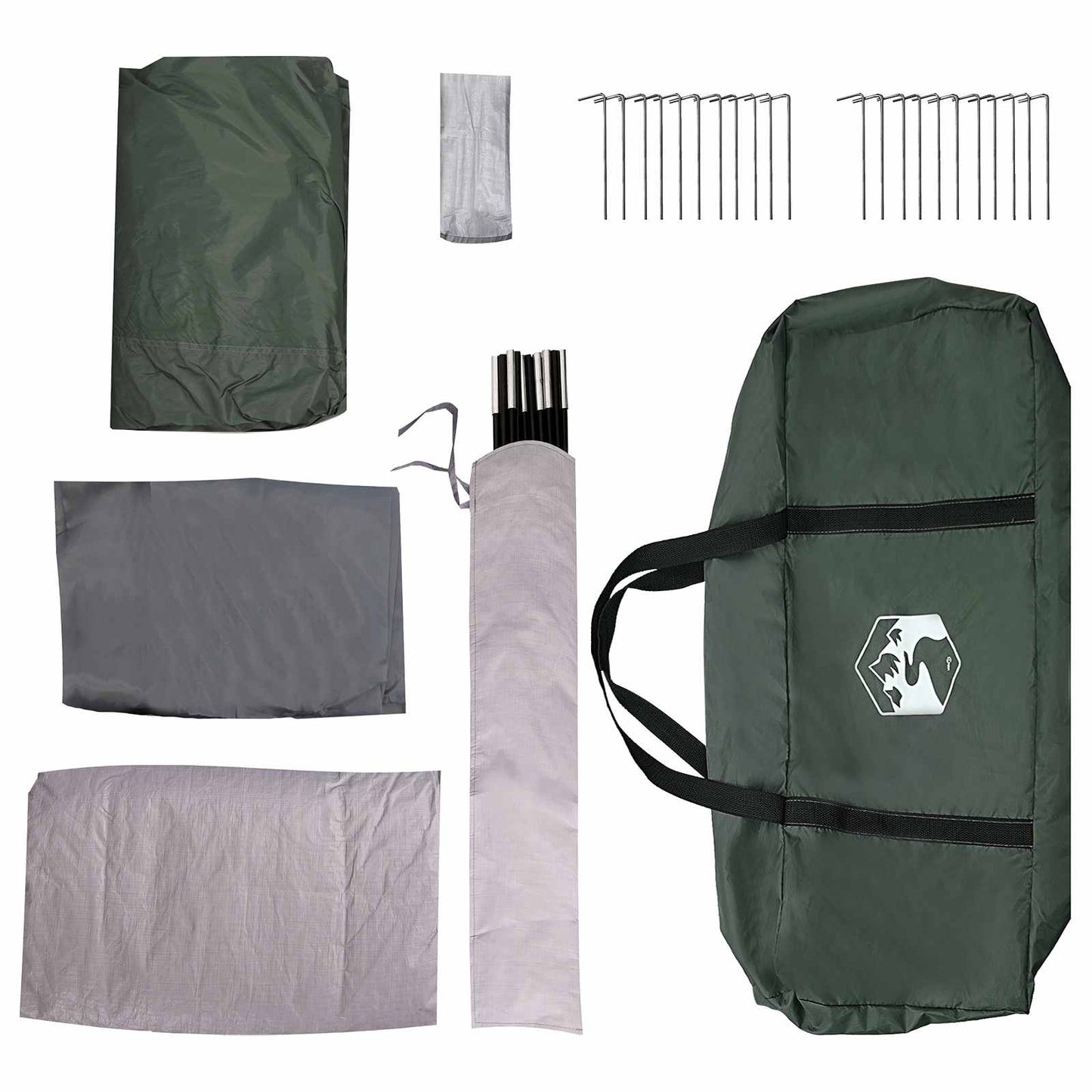 Tunnelzelt 370 x 275 x 210 cm Olivegrün Polyester und Stahl