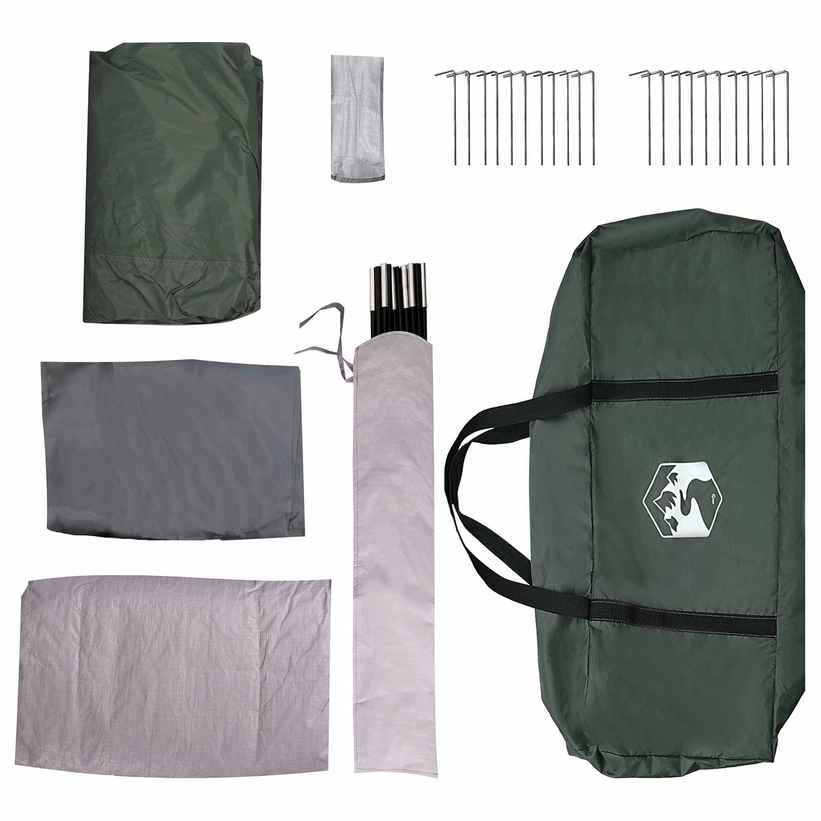 Tunnelzelt 370 x 275 x 210 cm Olivegrün Polyester und Stahl