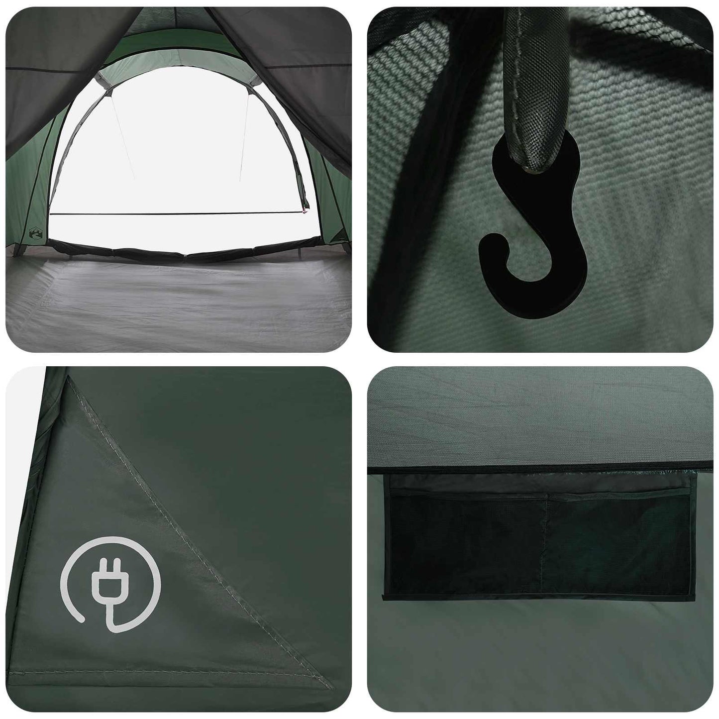 Tunnelzelt 370 x 275 x 210 cm Olivegrün Polyester und Stahl