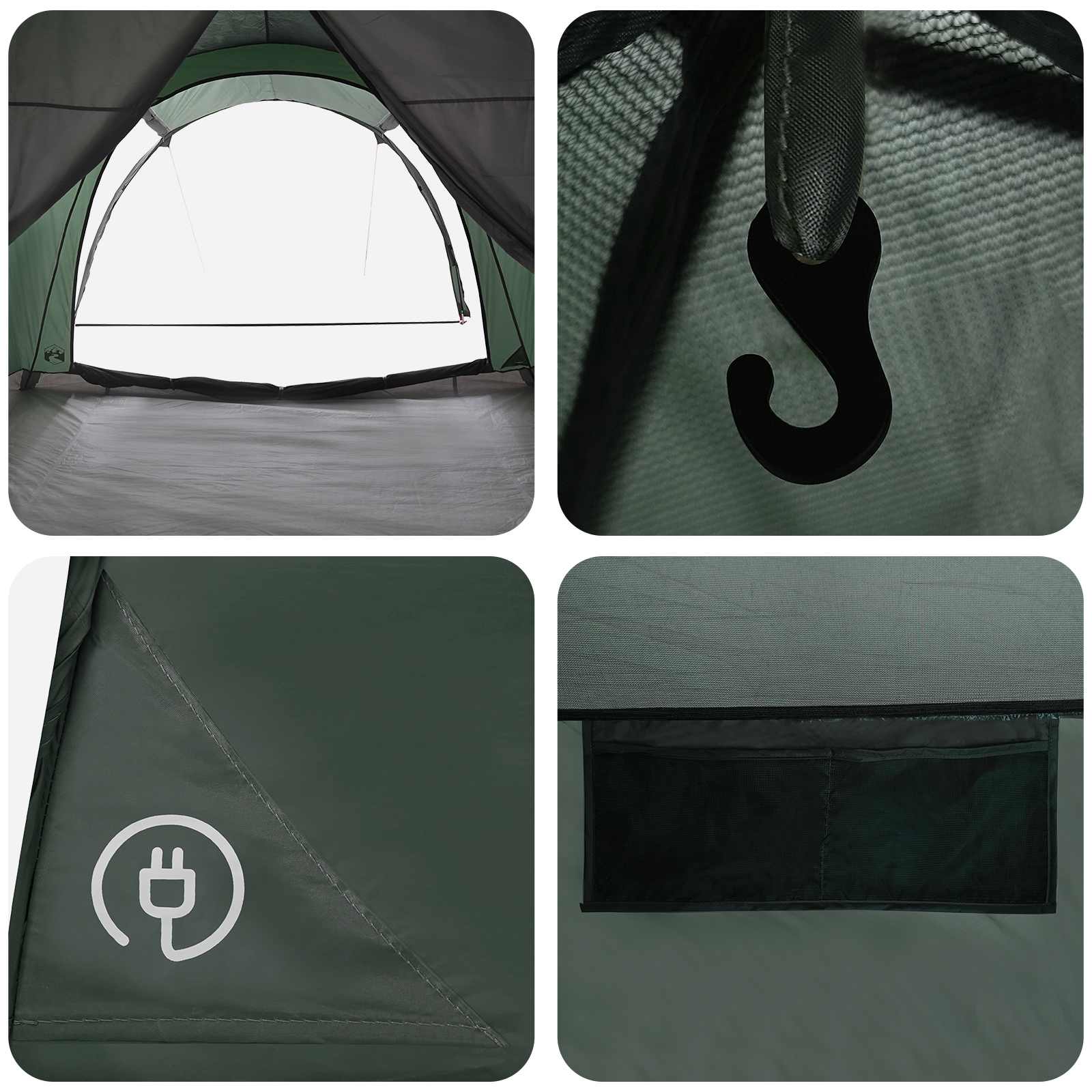 Tunnelzelt 370 x 275 x 210 cm Olivegrün Polyester und Stahl