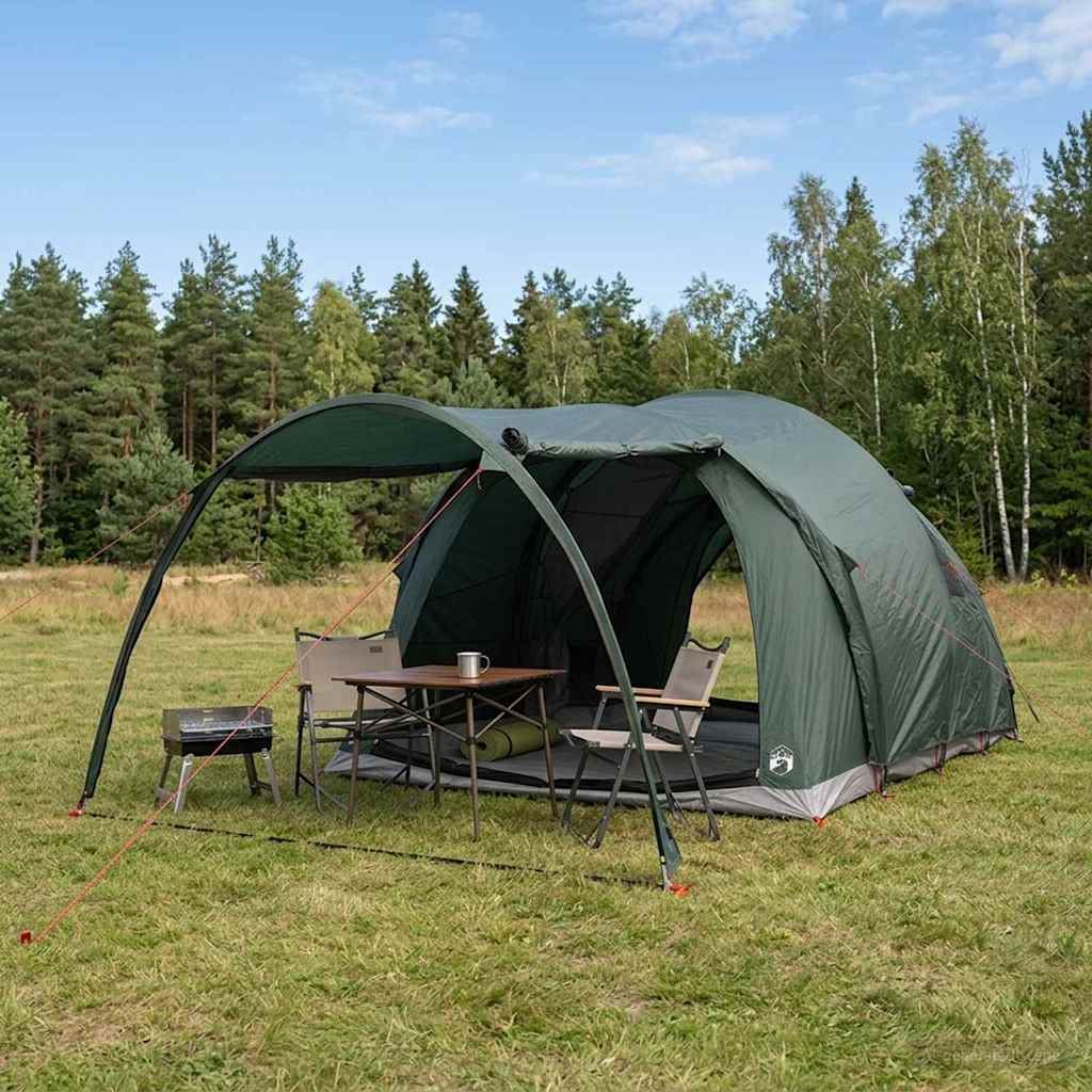 Tunnelzelt 370 x 275 x 210 cm Olivegrün Polyester und Stahl