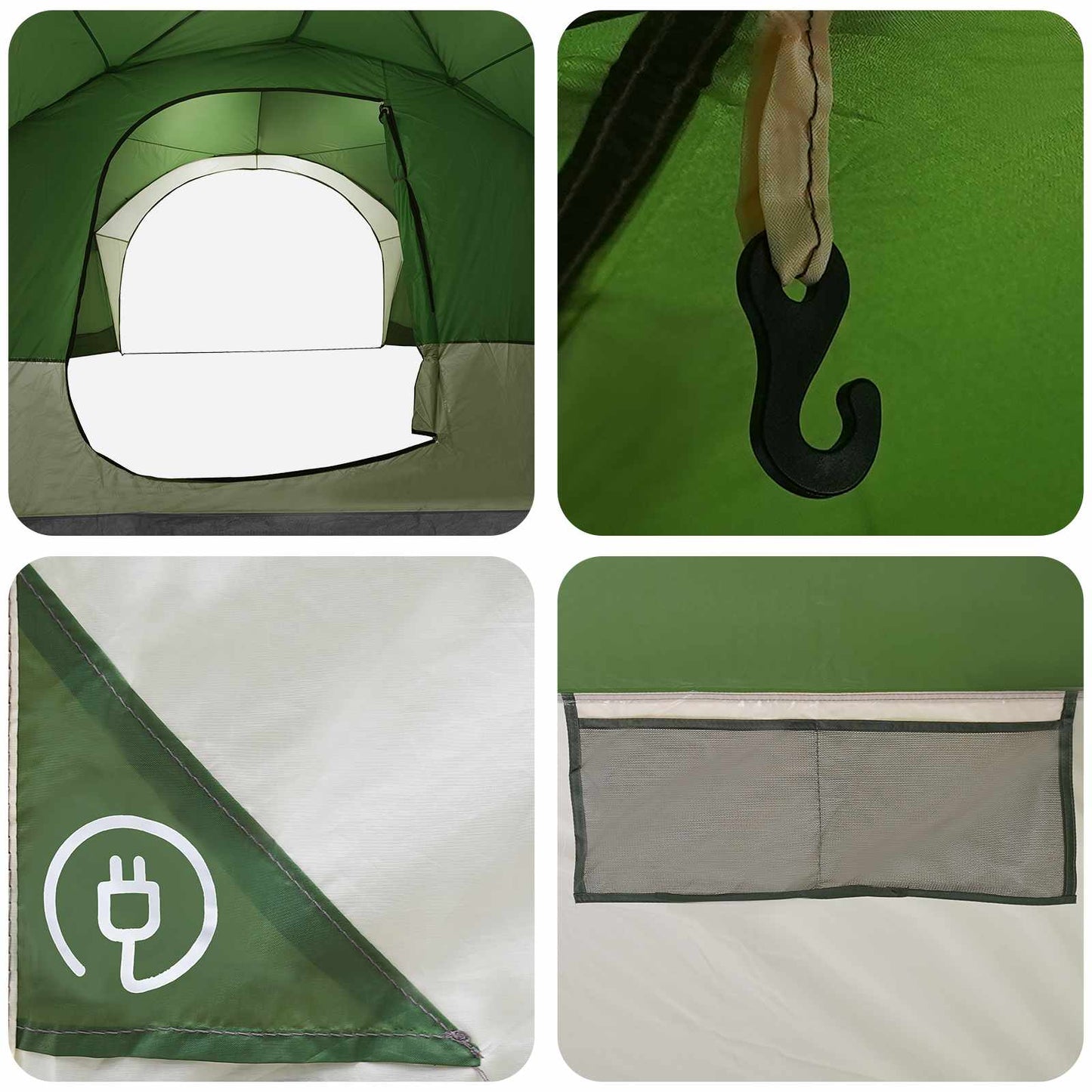 Seitenzelt mit Dach Grün 410 x 410 x 250 cm Polyester und Stahl