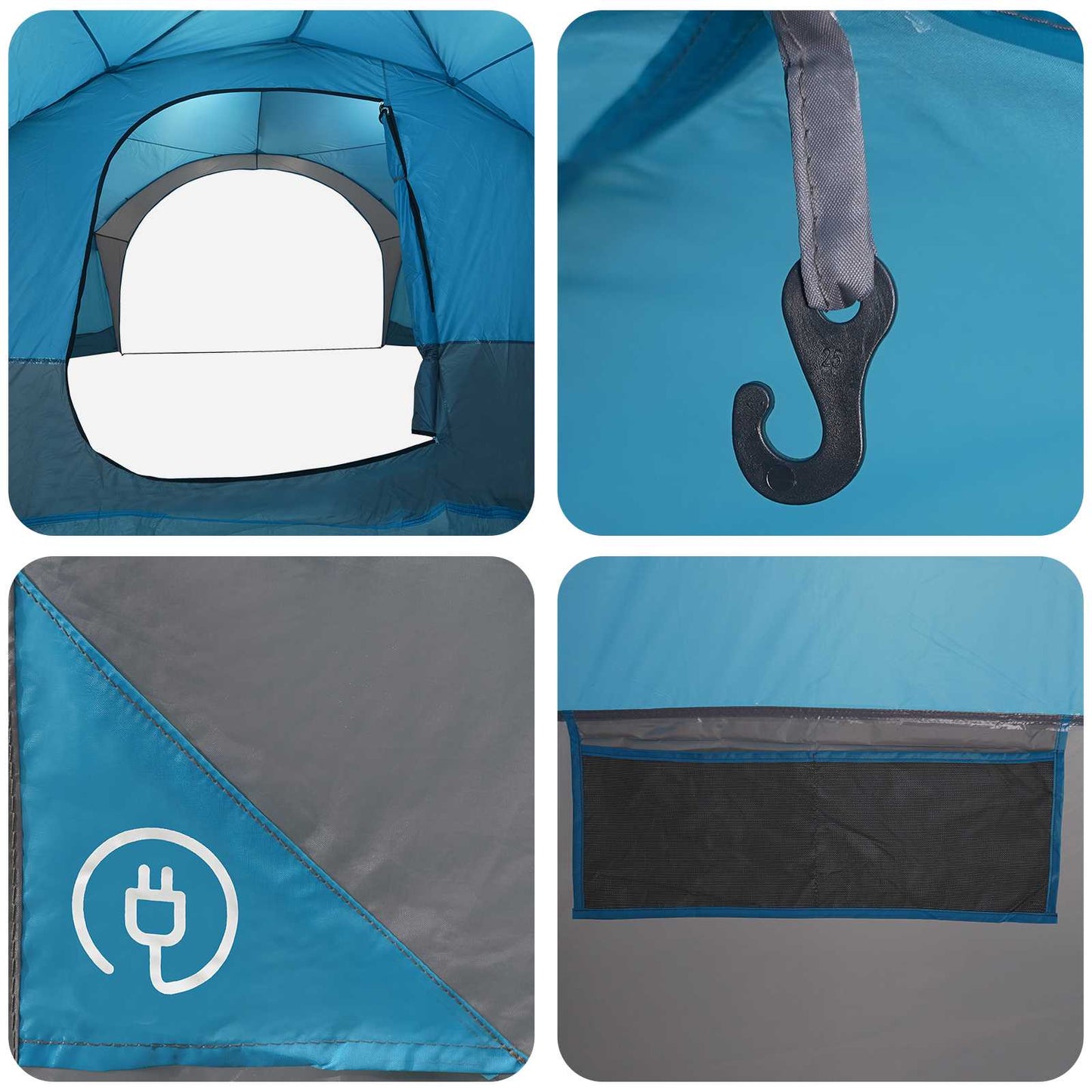 Seitenzelt mit Dach Blau 410 x 410 x 250 cm Polyester und Stahl