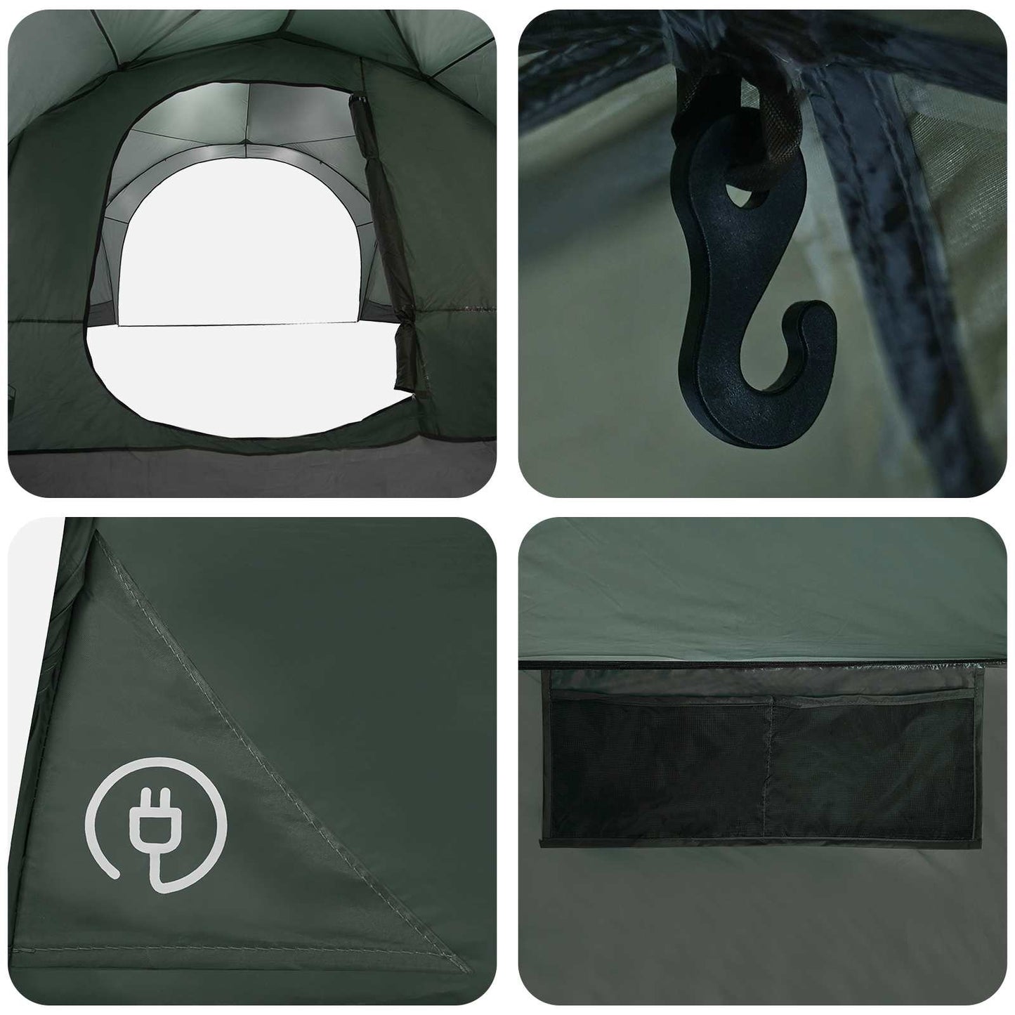 Seitenzelt Olivegrün 410 x 410 x 250 cm Polyester und Stahl