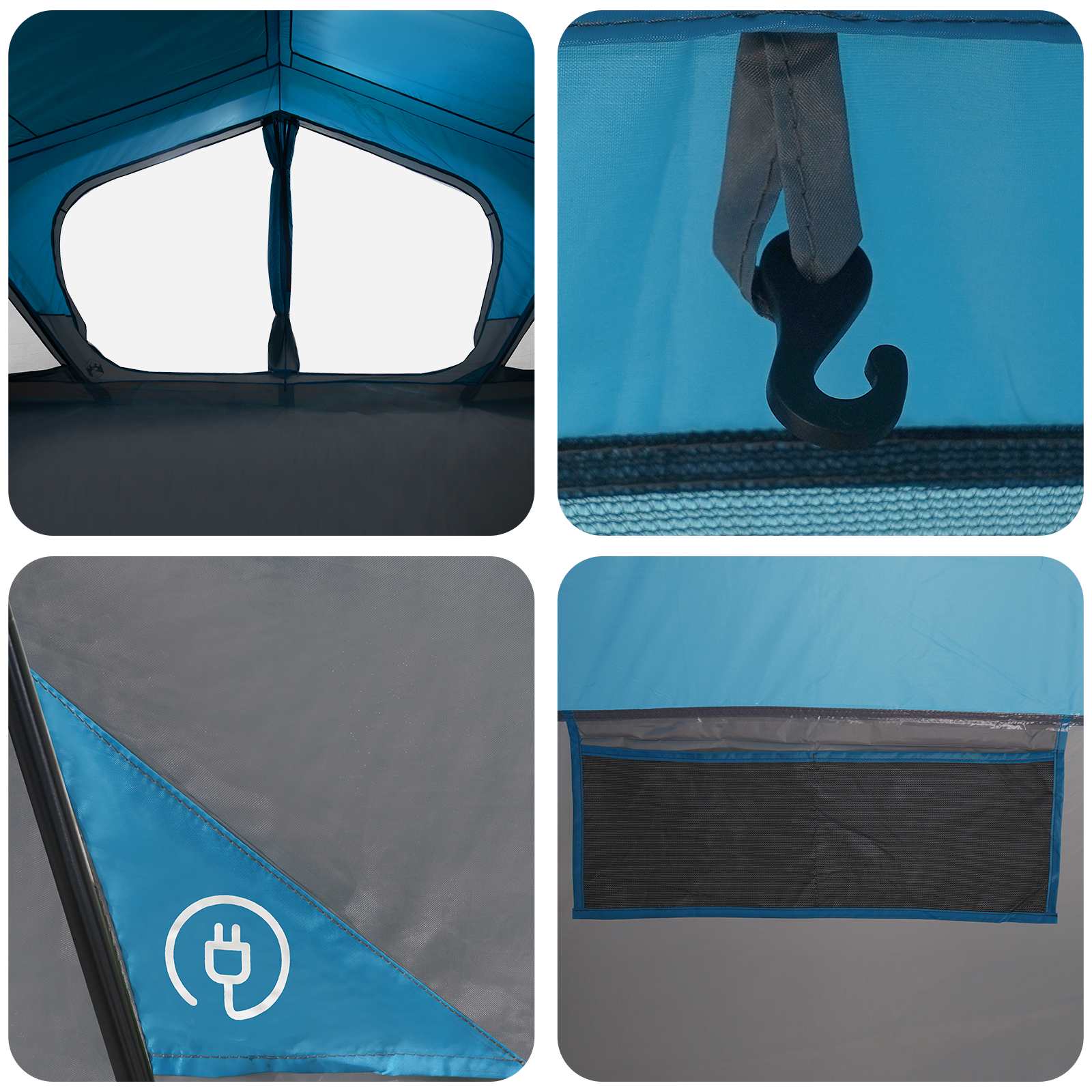 Hütten-Zelt Blau 480 x 273 x 205 cm Polyester und Stahl
