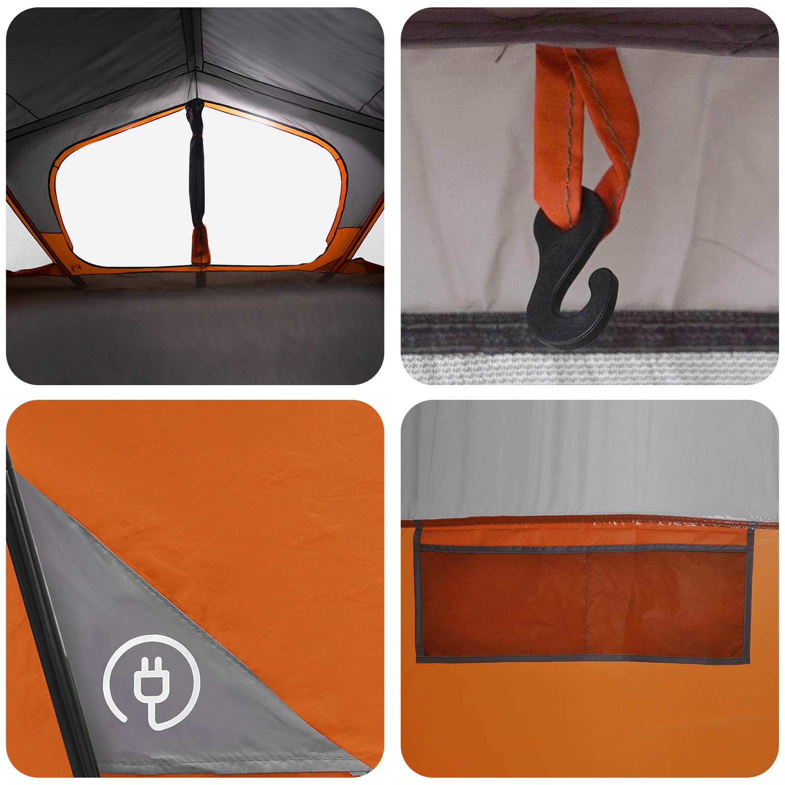 Hütten-Zelt mit Dach Grau und Orange 480 x 273 x 205 cm