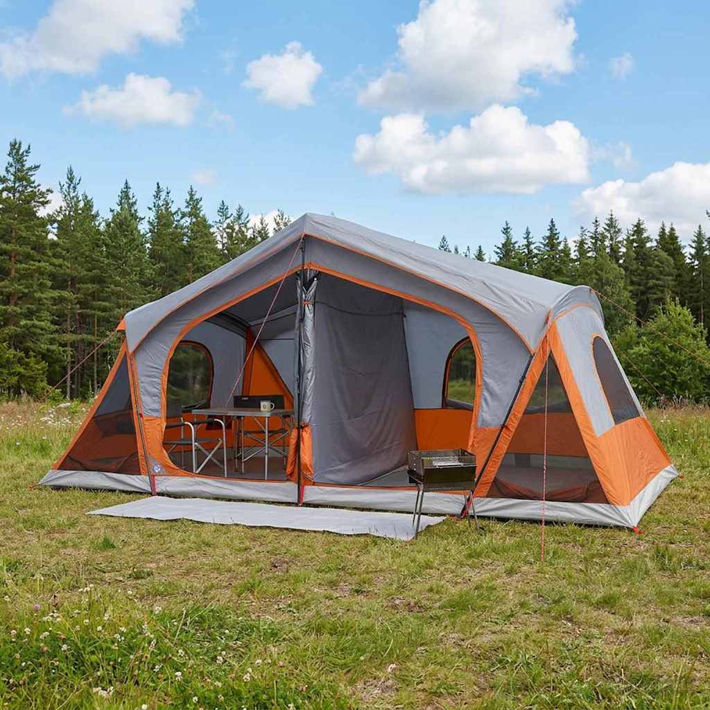 Hütten-Zelt mit Dach Grau und Orange 480 x 273 x 205 cm