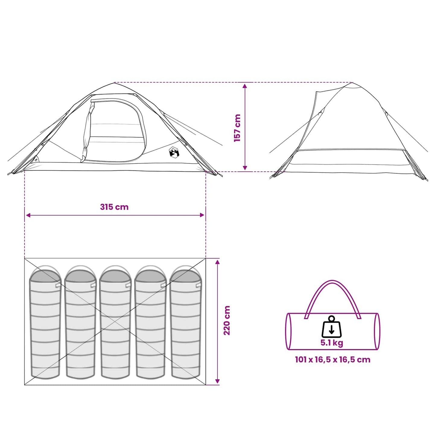 Sofort Zelt Blau 305 x 215 x 140 cm Polyester und Stahl